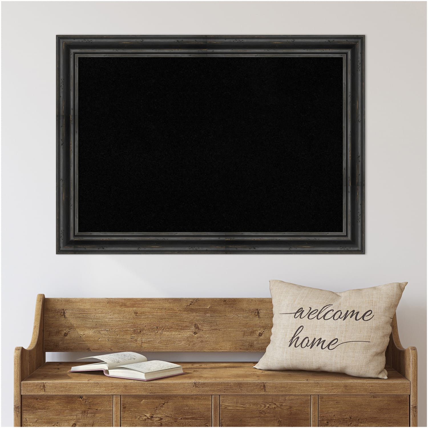 Amanti Art Cork Bulletin Board, 41in x 29in, Black, Rustic Pine Black Wood Frame - Image 3