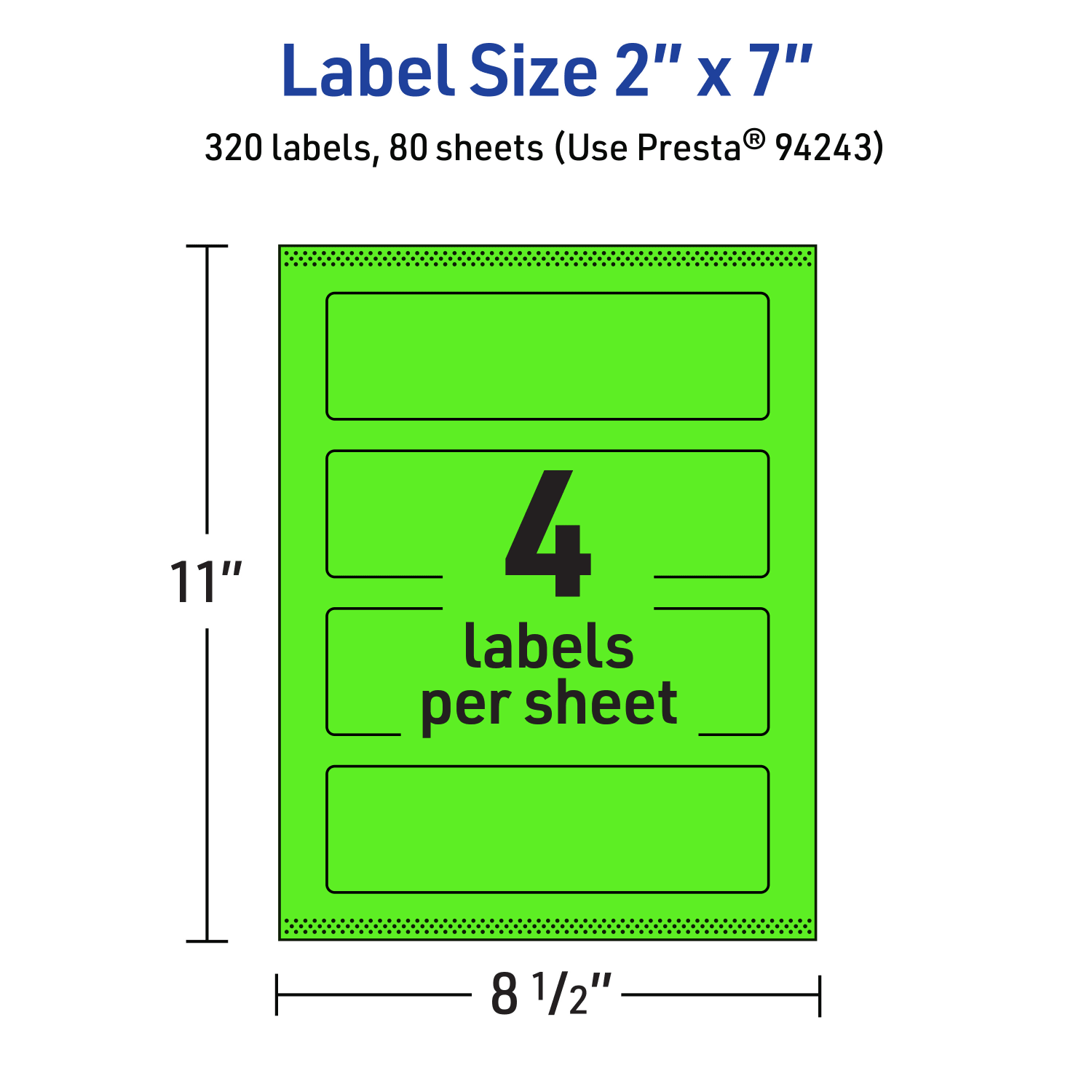 Avery Print-To-The-Edge Labels With Sure Feed Technology, 94243-NGP80, Rectangle, 2in x 7in, Matte Neon Green, Pack of 320 - Image 6