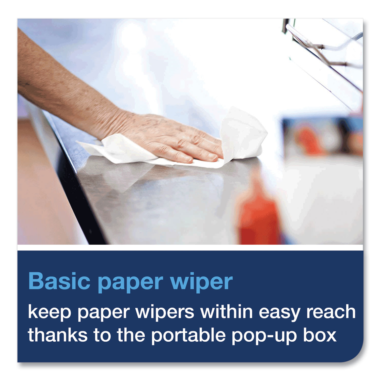 TORK Basic Paper Wiper, Pop-Up Box - 1 Ply - 3.54in x 4.06in - White - Fiber - 250 / Pack - Image 4