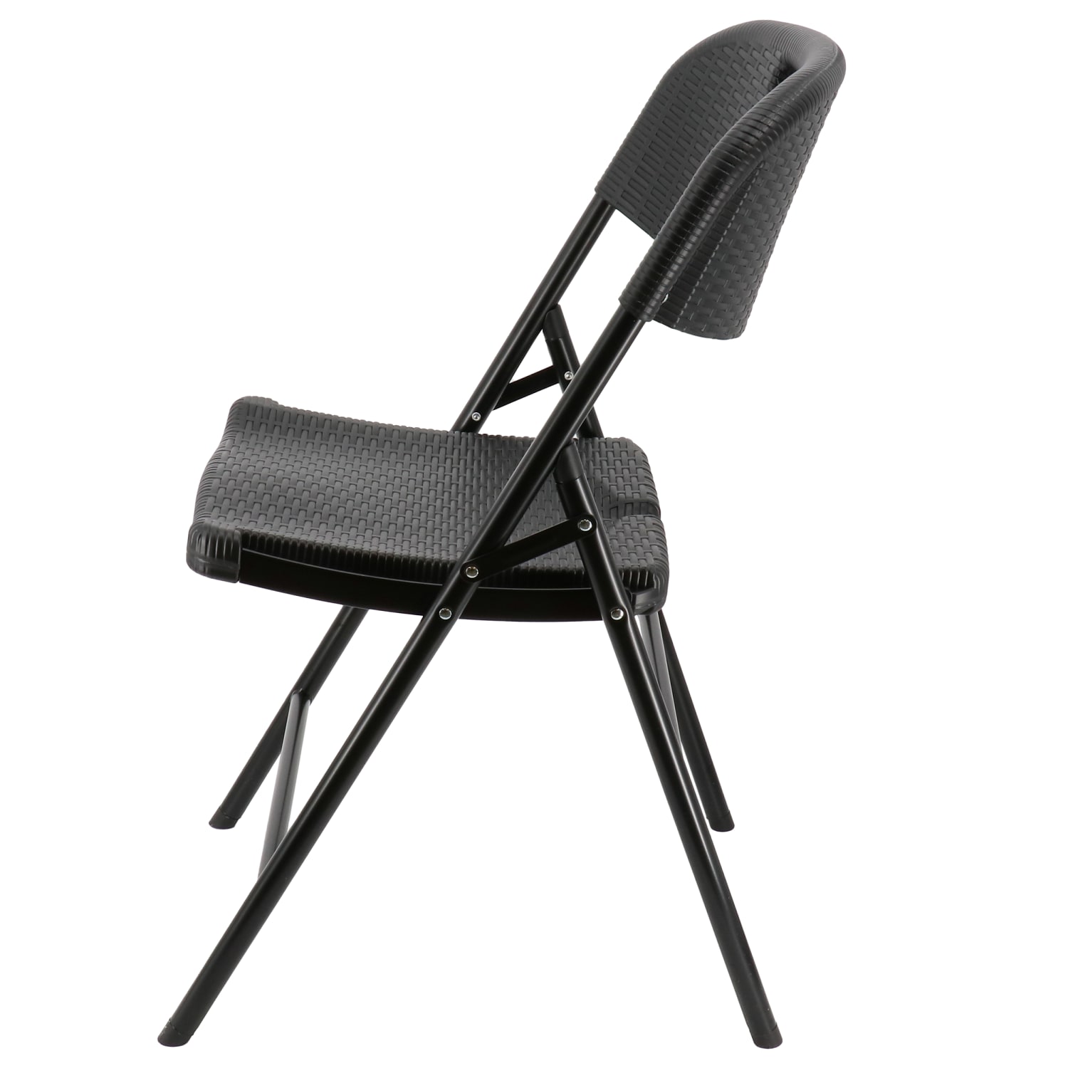 Elama Indoor And Outdoor Rattan Folding Chairs, Black, Pack Of 4 Chairs - Image 3
