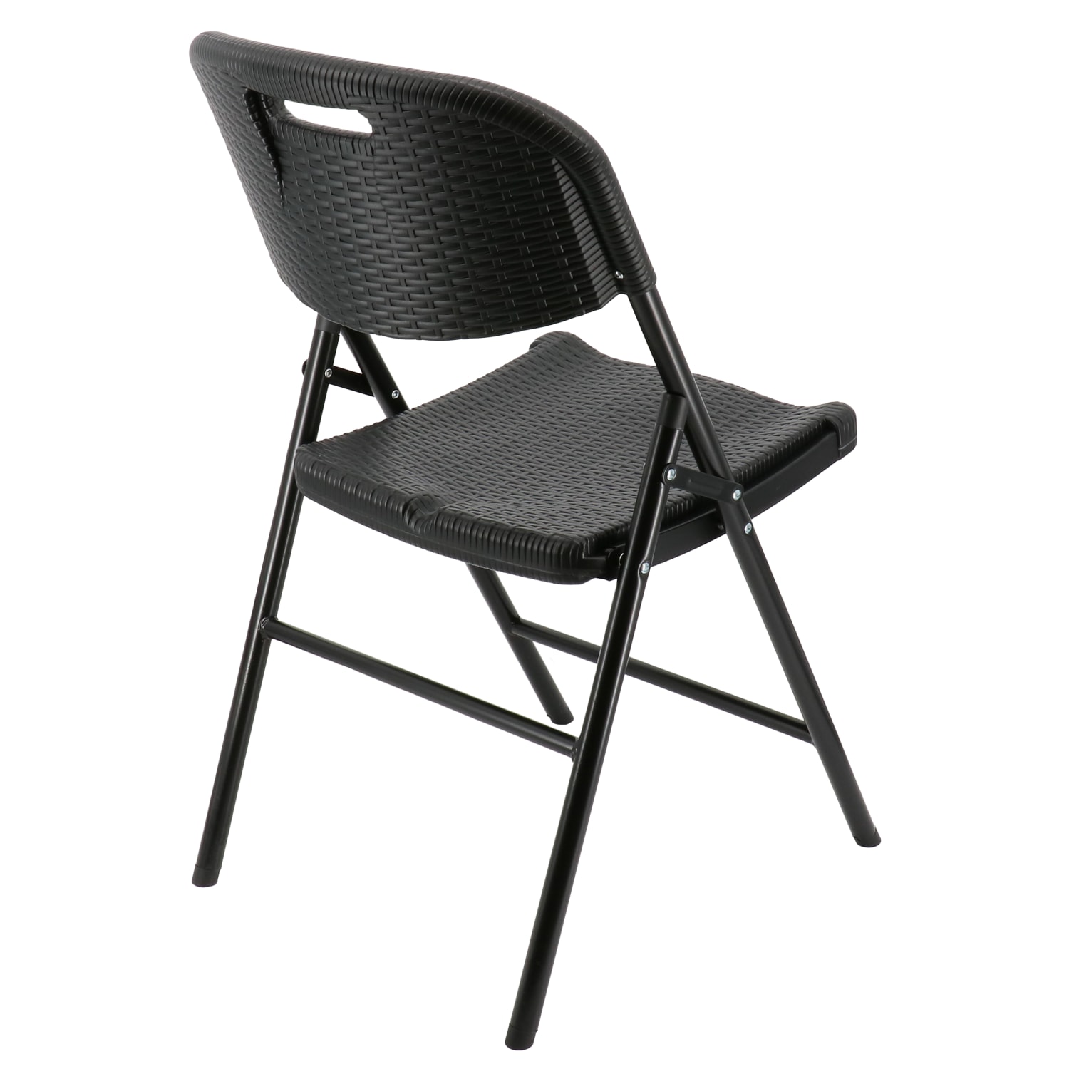 Elama Indoor And Outdoor Rattan Folding Chairs, Black, Pack Of 4 Chairs - Image 5