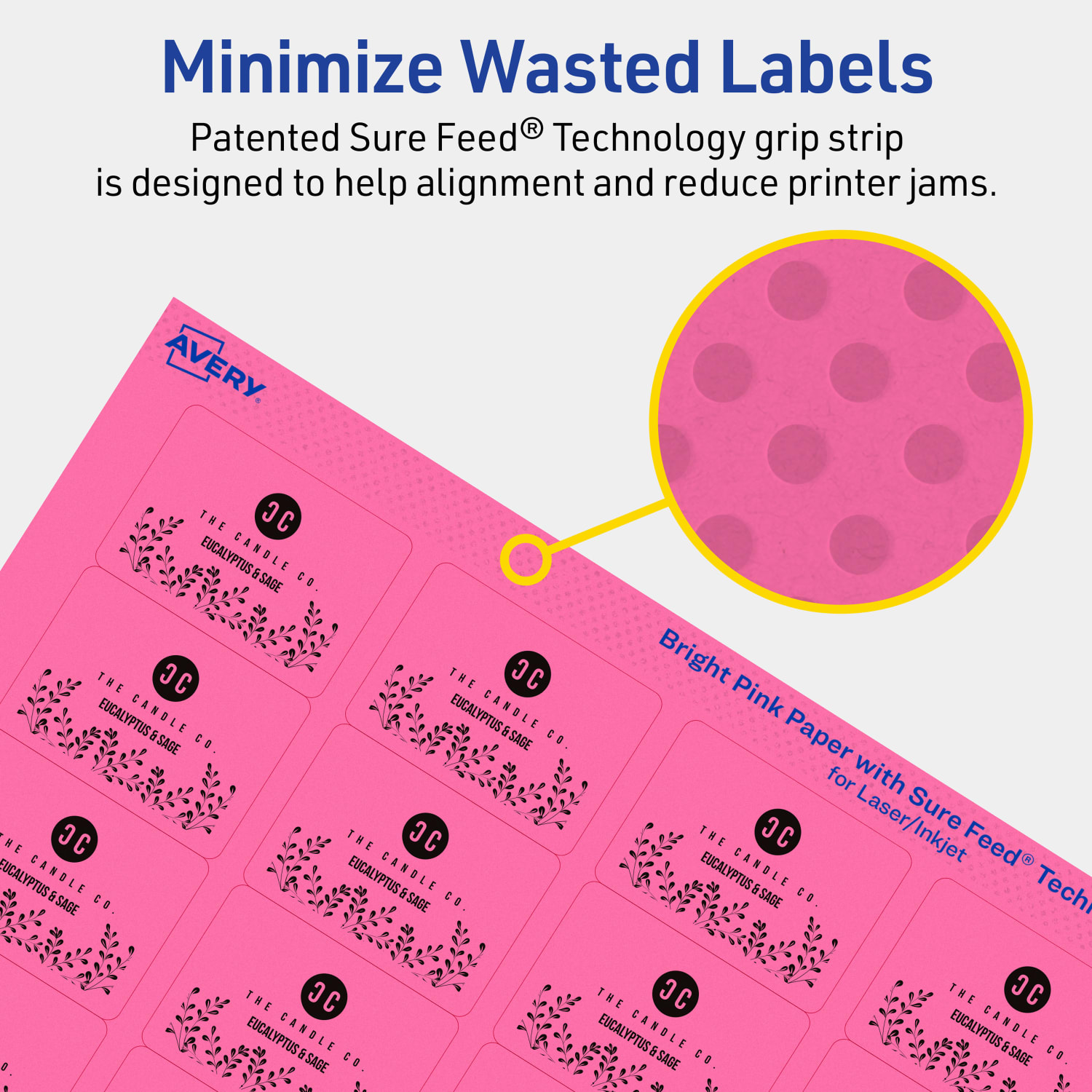 Avery Printable Labels With Sure Feed Technology, 94226-BPP40, Rectangle, 1-1/4in x 1-3/4in, Matte Bright Pink, Pack of 1280 - Image 5