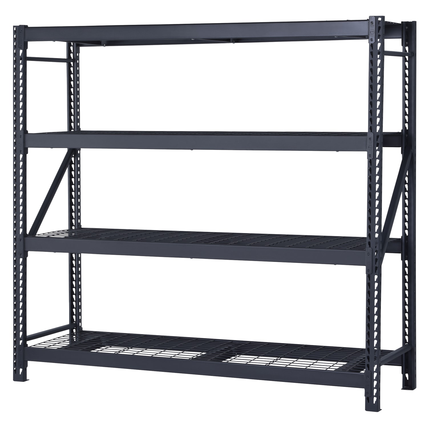 Edsal Muscle Rack Heavy Duty Welded Steel Storage Rack With Wire Decking, 4-Shelf, 72inH x 77inW x 24inD, Black - Image 3