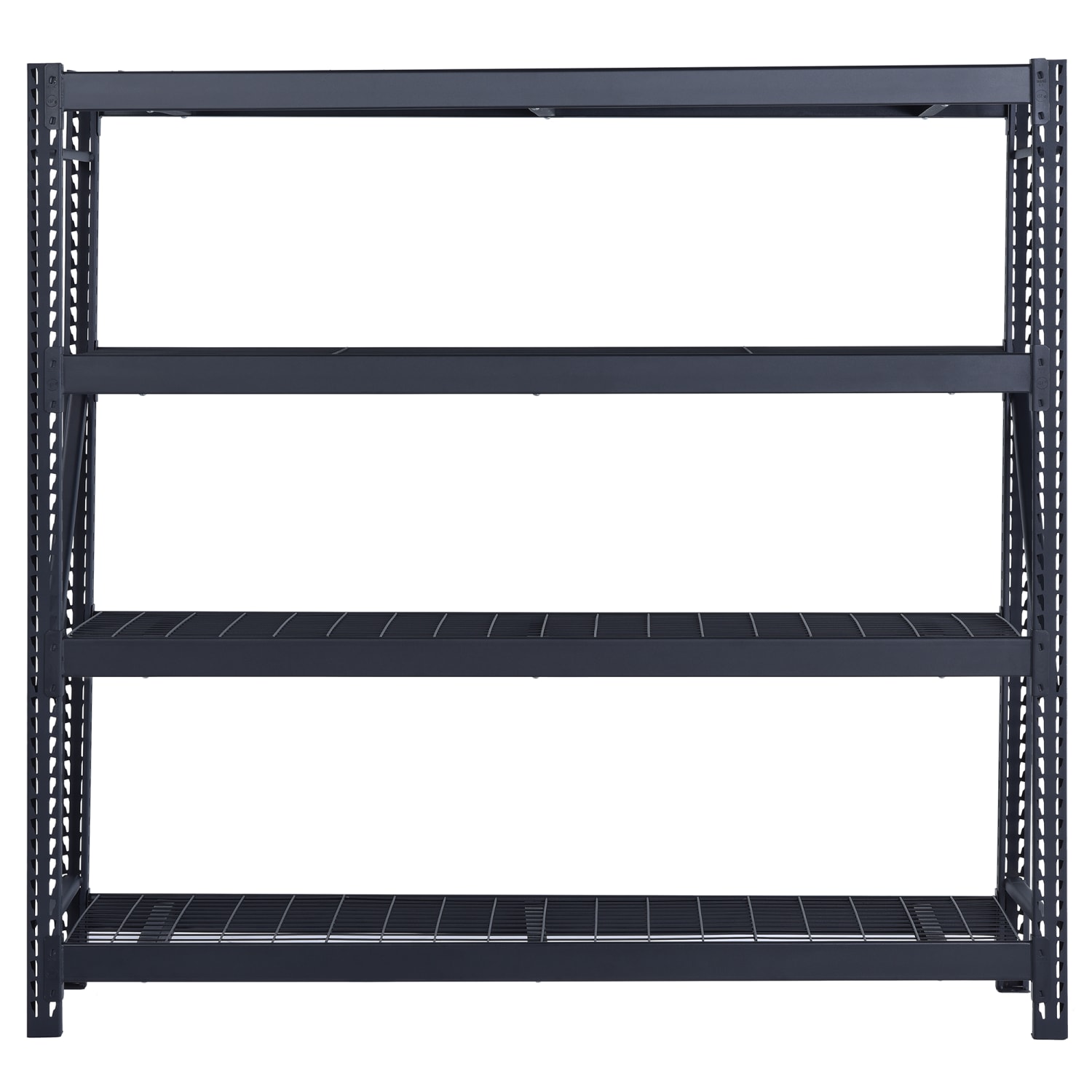 Edsal Muscle Rack Heavy Duty Welded Steel Storage Rack With Wire Decking, 4-Shelf, 72inH x 77inW x 24inD, Black - Image 4