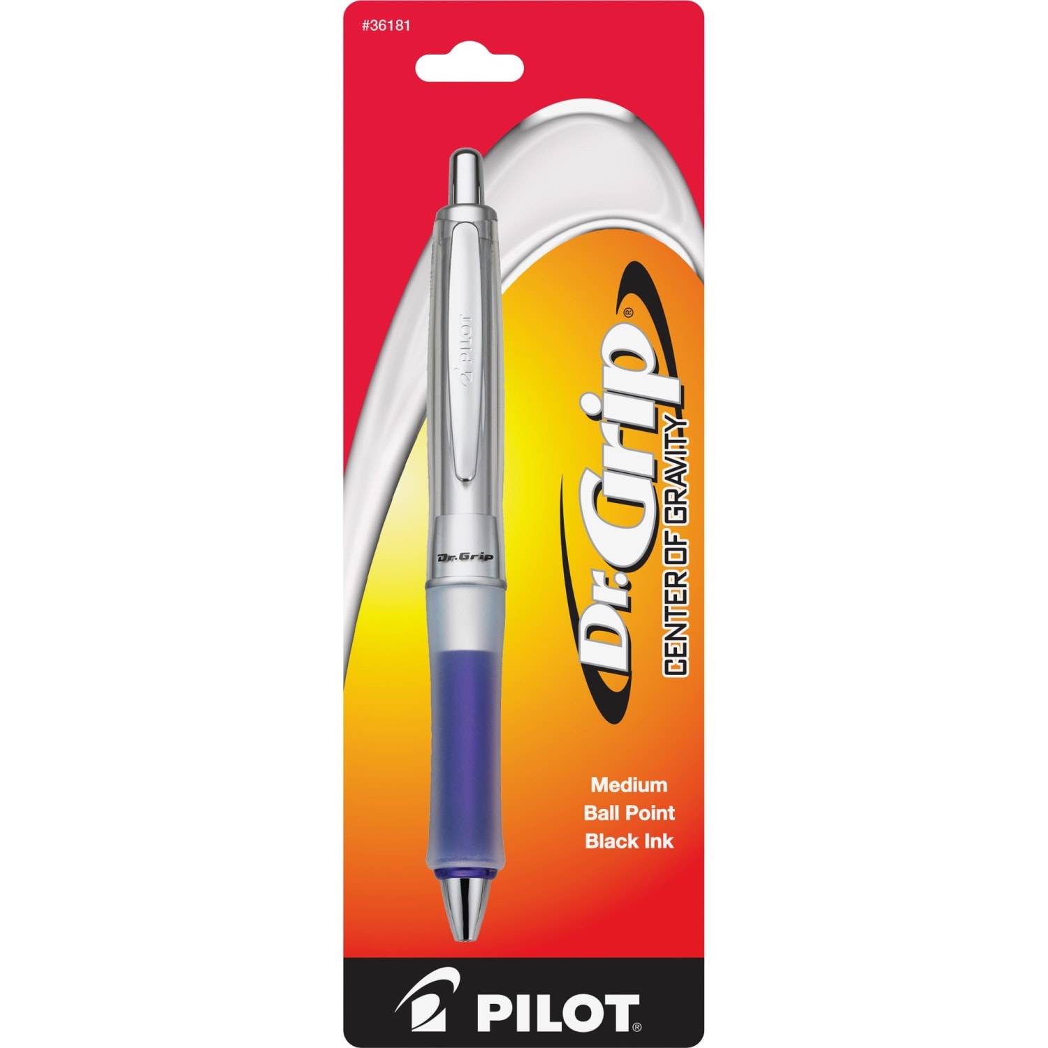 Pilot Dr. Grip Center Of Gravity Ballpoint Pen, Medium Point, 1.0 mm, Blue Metallic Barrel, Black Ink - Image 3