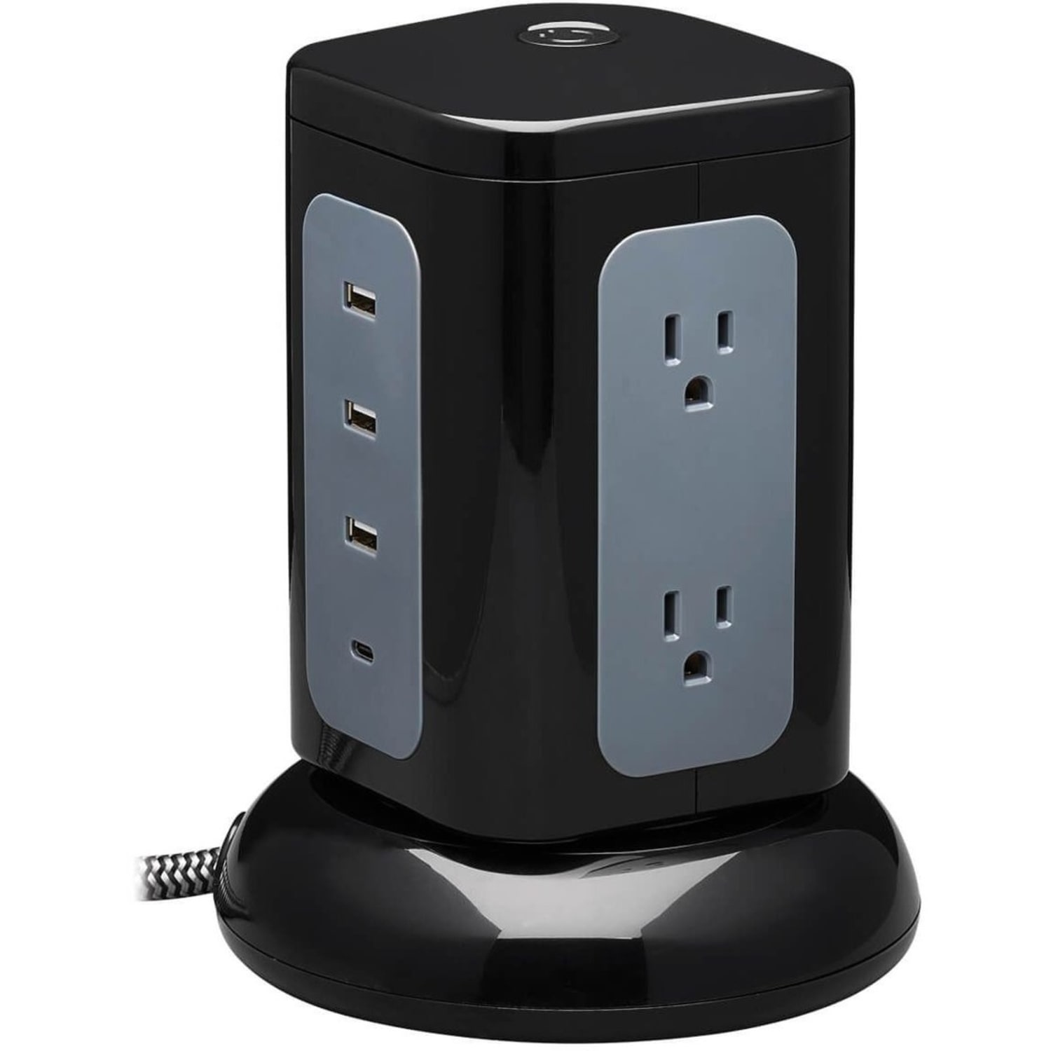 Eaton Tripp Lite Series 6-Outlet Surge Protector Tower, 3x USB-A, 1x USB-C, 8 ft. Cord, 5-15P Plug, 1800 Joules, Black - TLP606UCTOWER