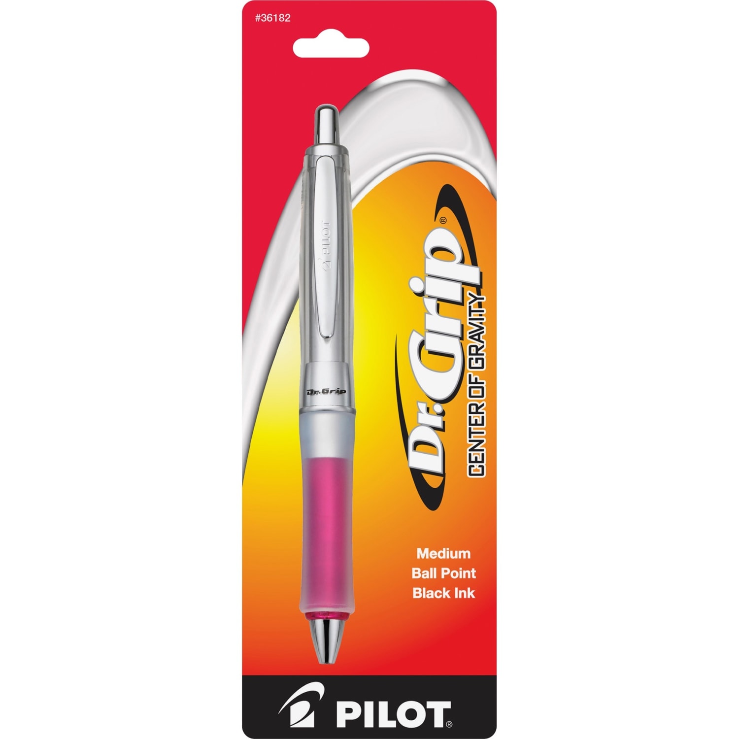 Pilot Dr. Grip Center Of Gravity Ballpoint Pen, Medium Point, 1.0 mm, Pink Metallic Barrel, Black Ink - Image 3