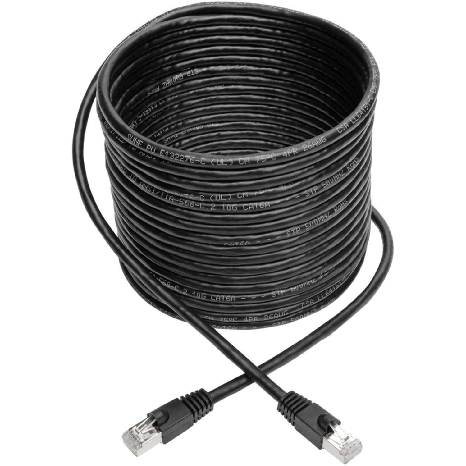 Tripp Lite Cat6a Snagless Shielded STP Patch Cable 10G, PoE, Black M/M 25ft - 1 x RJ-45 Male Network - 1 x RJ-45 Male Network - Shielding - Black - Image 3
