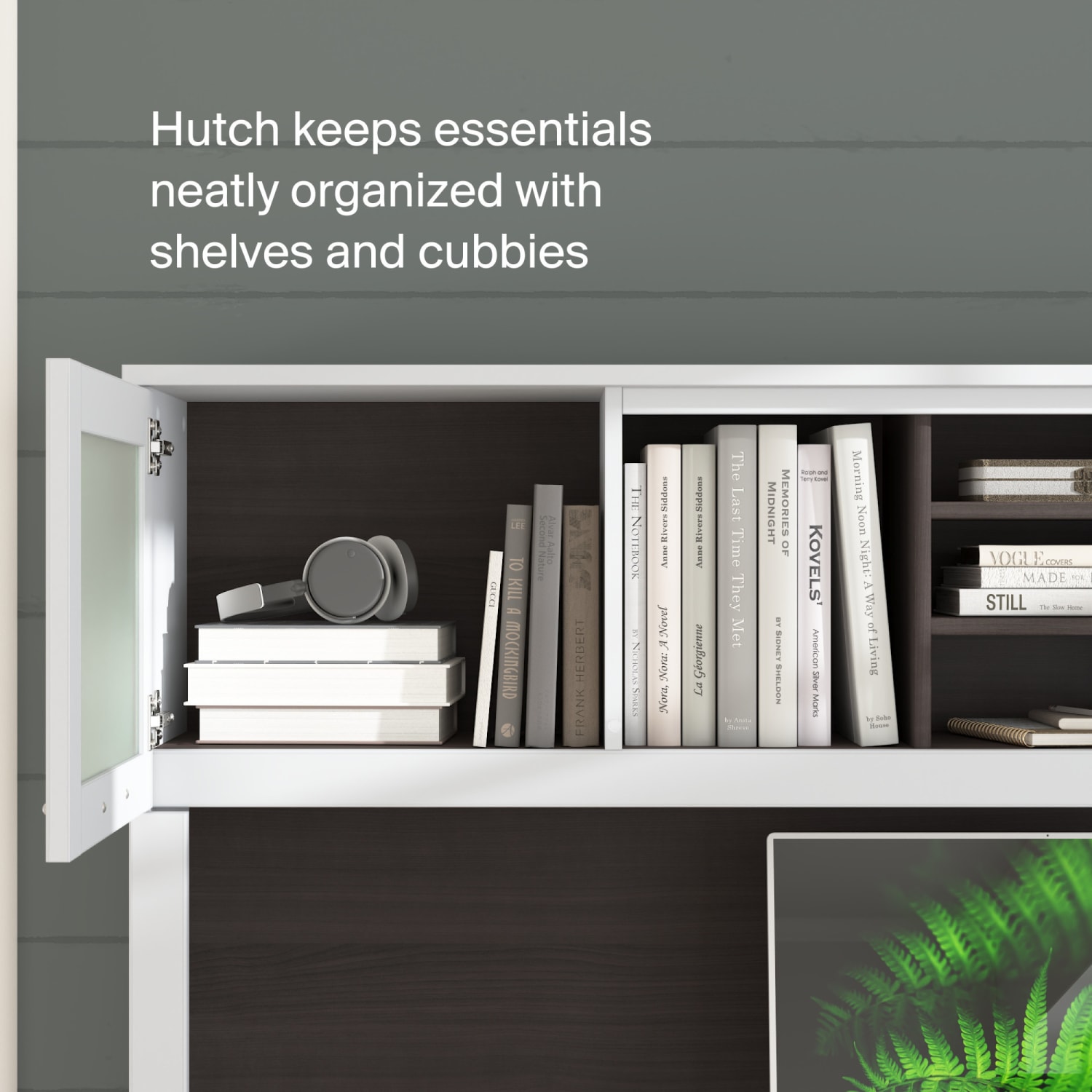 Bush Furniture Somerset 72inW Office Desk With Hutch, Storm Gray/White, Standard Delivery - Image 5
