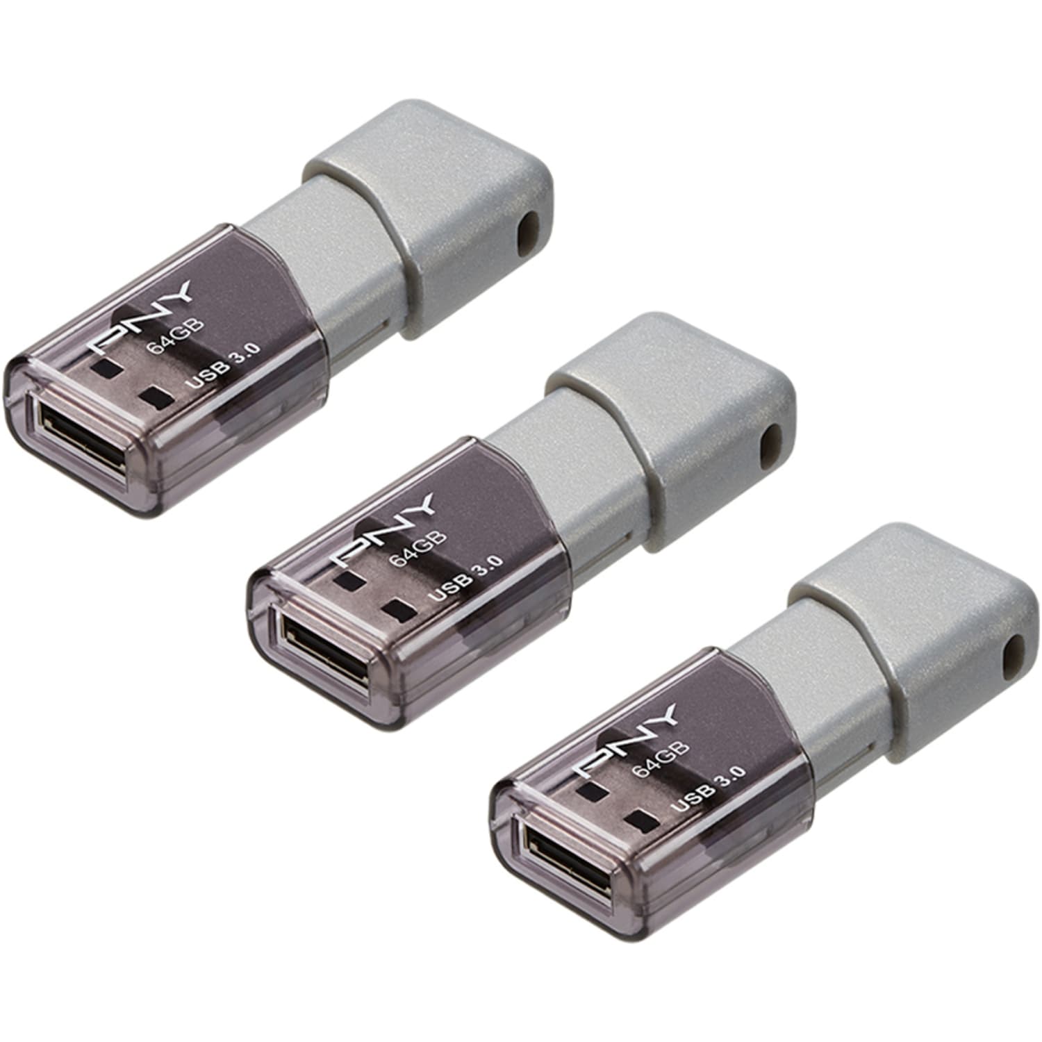 PNY Turbo Attache 3 USB 3.0 Flash Drive, 64 GB, Silver, Pack Of 3 - Image 3