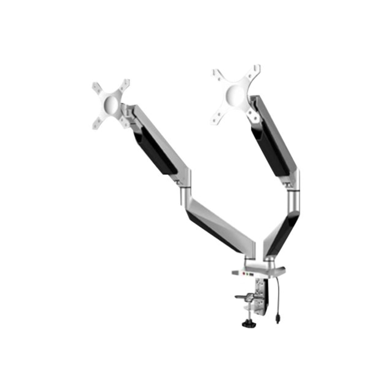 Loctek D7 Gas-Spring Monitor Arm, Dual, 18 1/8inH x 6 1/2inW x 12 13/16inD, Silver - Image 3