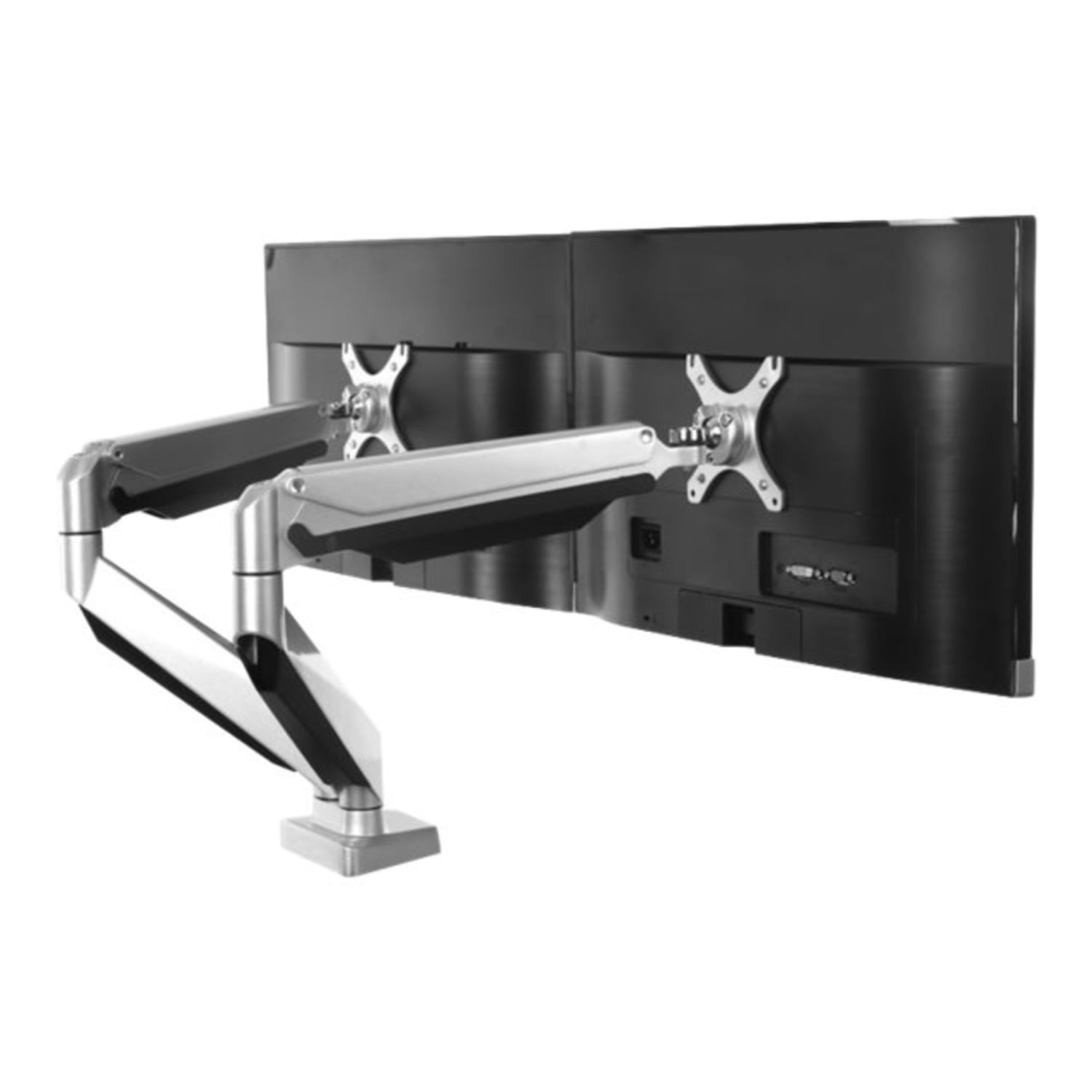 Loctek D7 Gas-Spring Monitor Arm, Dual, 18 1/8inH x 6 1/2inW x 12 13/16inD, Silver - Image 4