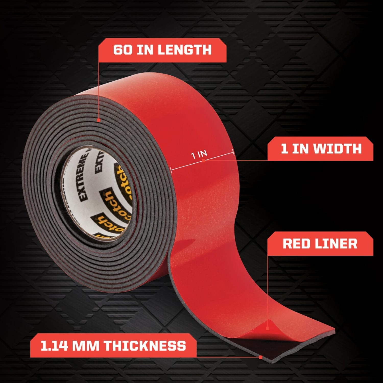 Scotch Mount Extreme Double-Sided Mounting Tape, Black, 1 in x 60 in, 3 Pack - Image 3
