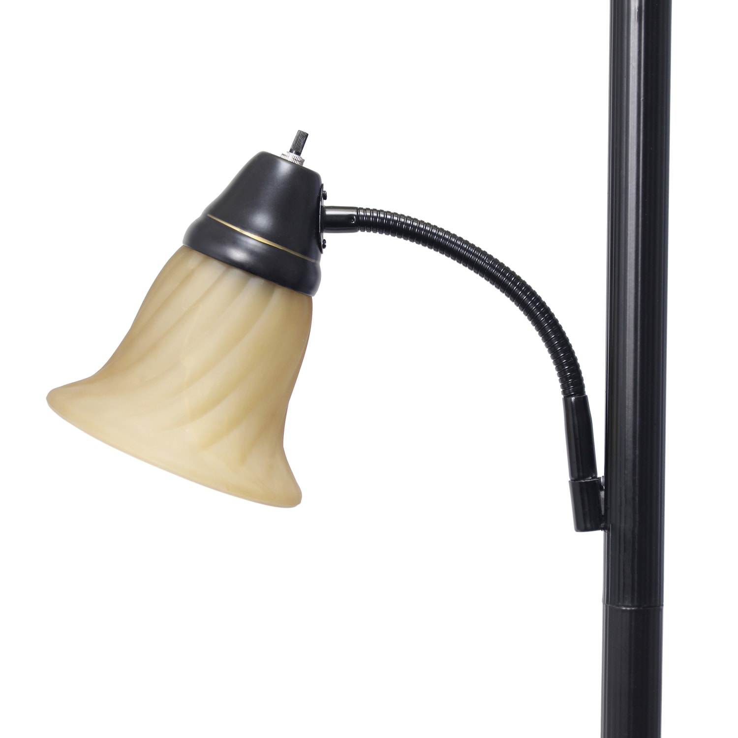 Lalia Home Torchiere Floor Lamp With Reading Light, 71inH, Restoration Bronze/Amber - Image 3