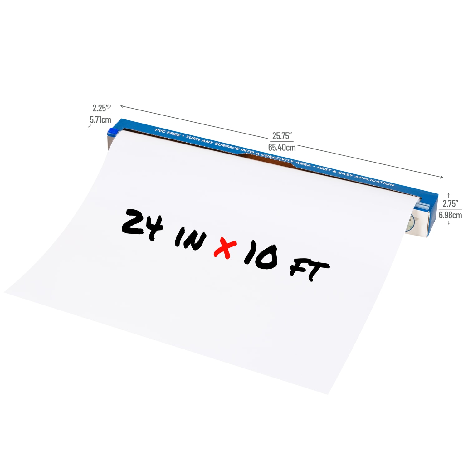 Mind Reader Non-Magnetic Dry-Erase White Board Adhesive Roll, 2-4/5inH x 2-3/5inW x 26-1/5inD, White Vinyl Frame - Image 4