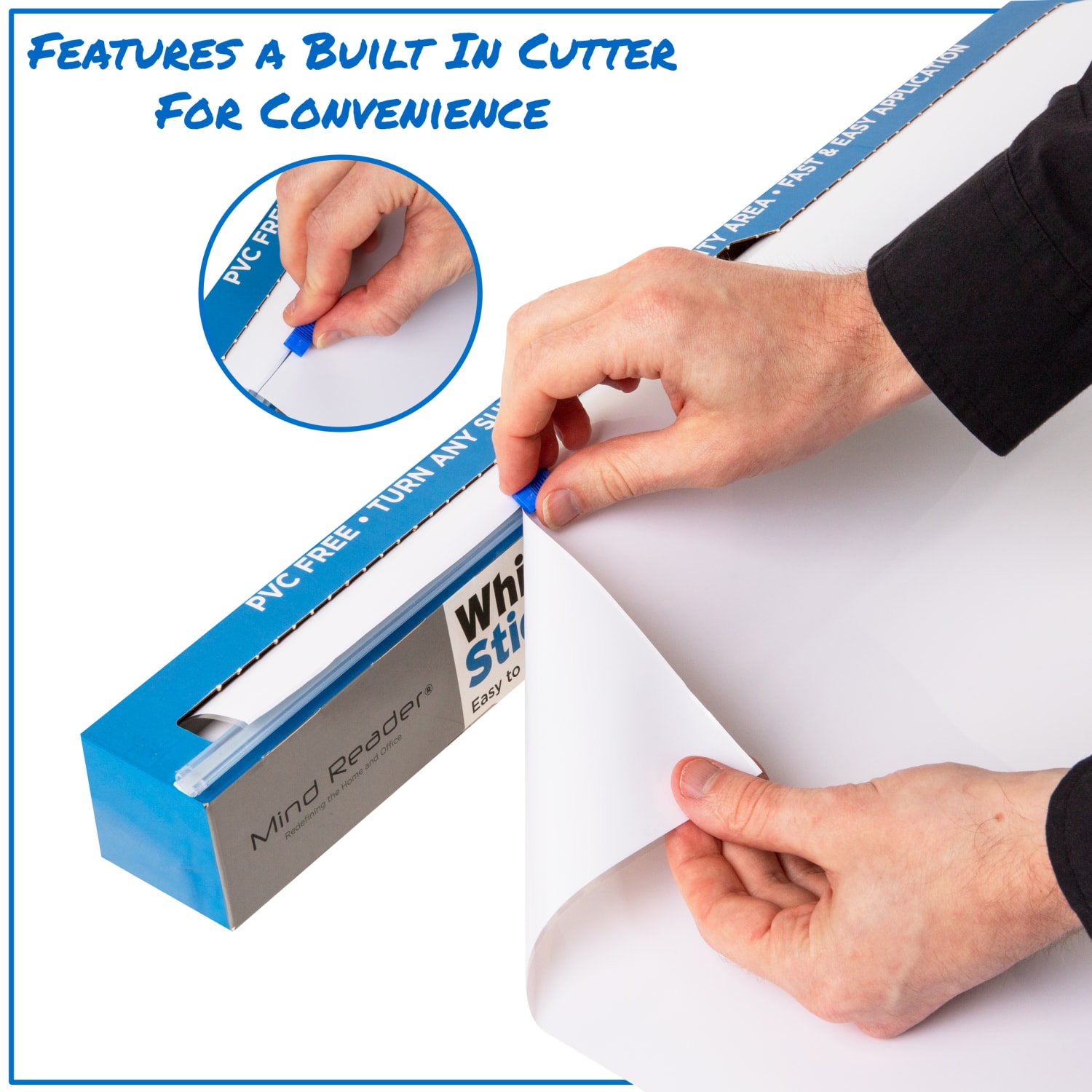 Mind Reader Non-Magnetic Dry-Erase White Board Adhesive Roll, 2-4/5inH x 2-3/5inW x 26-1/5inD, White Vinyl Frame - Image 6