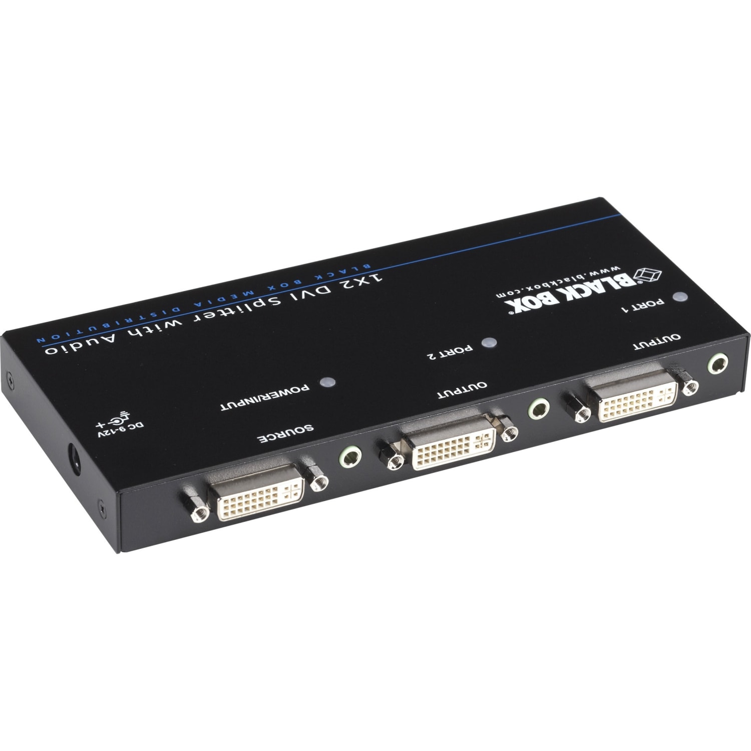 Black Box DVI-D Splitter with Audio and HDCP, 1 x 2 - Audio Line In - Audio Line Out - DVI In - DVI Out - Image 3