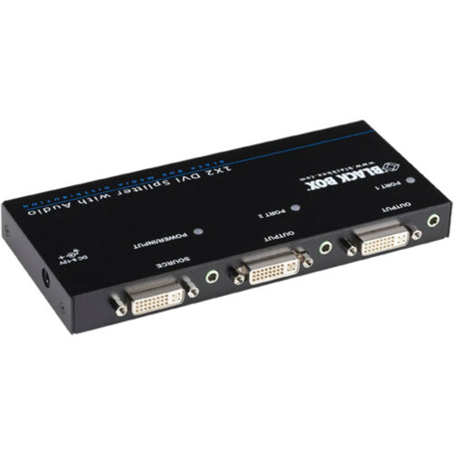Black Box DVI-D Splitter with Audio and HDCP, 1 x 2 - Audio Line In - Audio Line Out - DVI In - DVI Out - Image 4