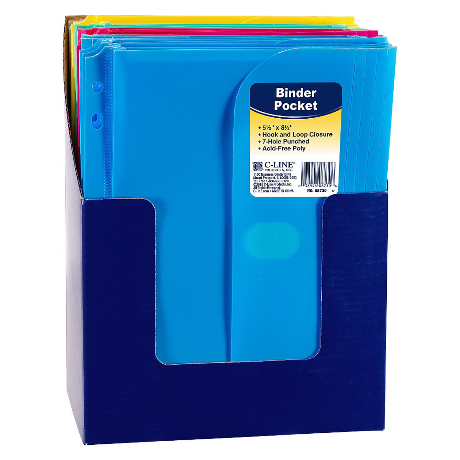 C-Line Mini-Size Binder Pockets, 5 1/2in x 8 1/2in, 1/2in Capacity, Assorted Colors, Pack Of 18 - Image 5