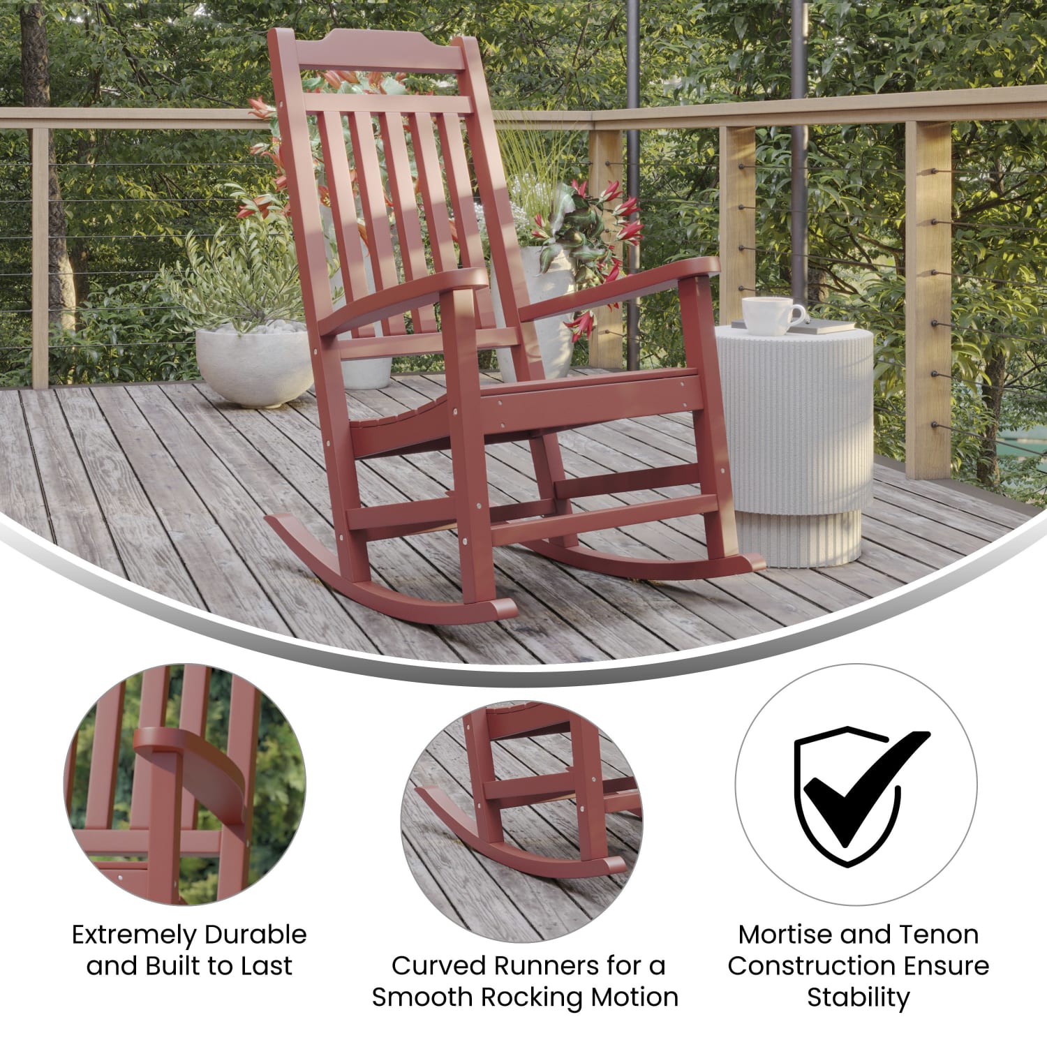 Flash Furniture Winston All-Weather Rocking Chair, Red - Image 5