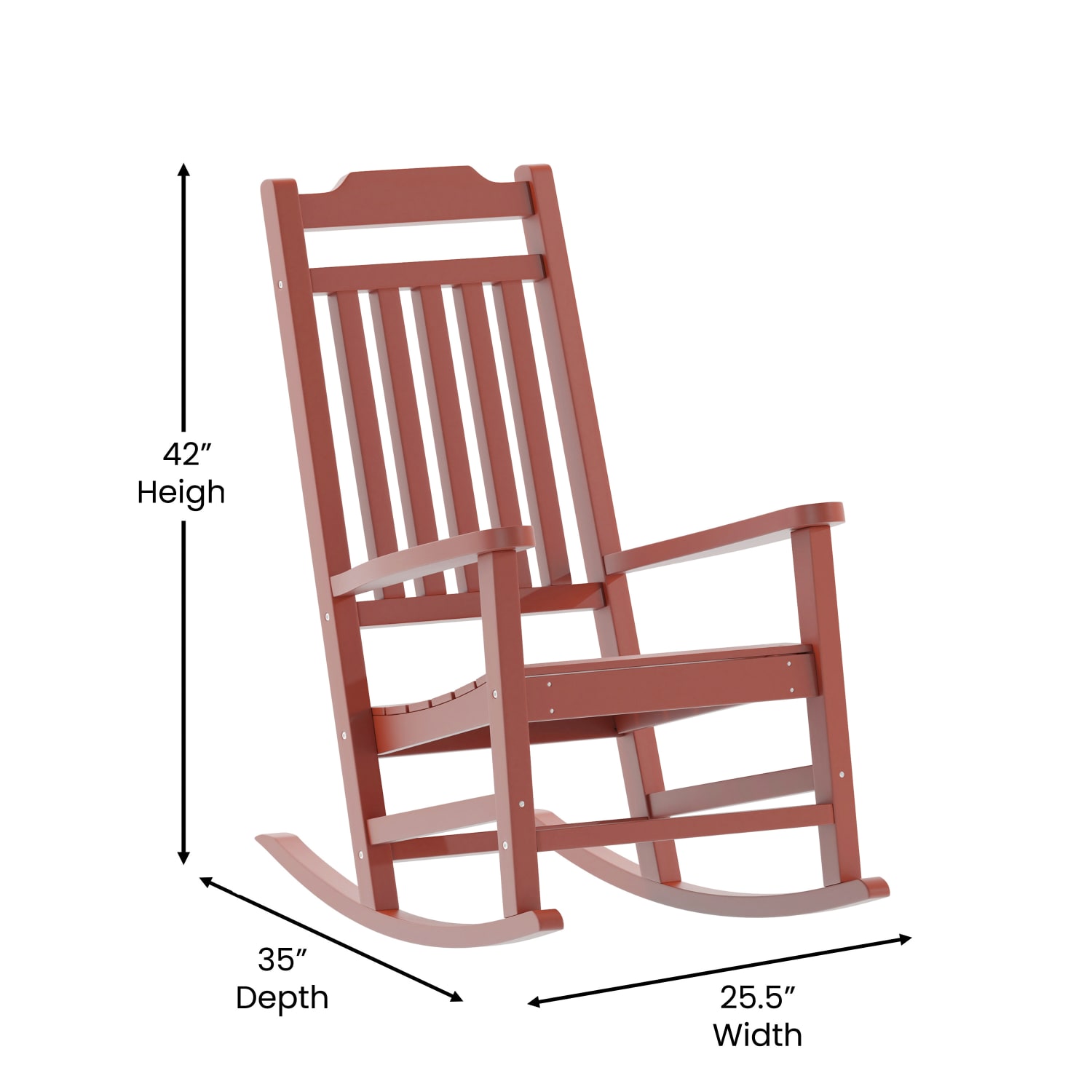 Flash Furniture Winston All-Weather Rocking Chair, Red - Image 6