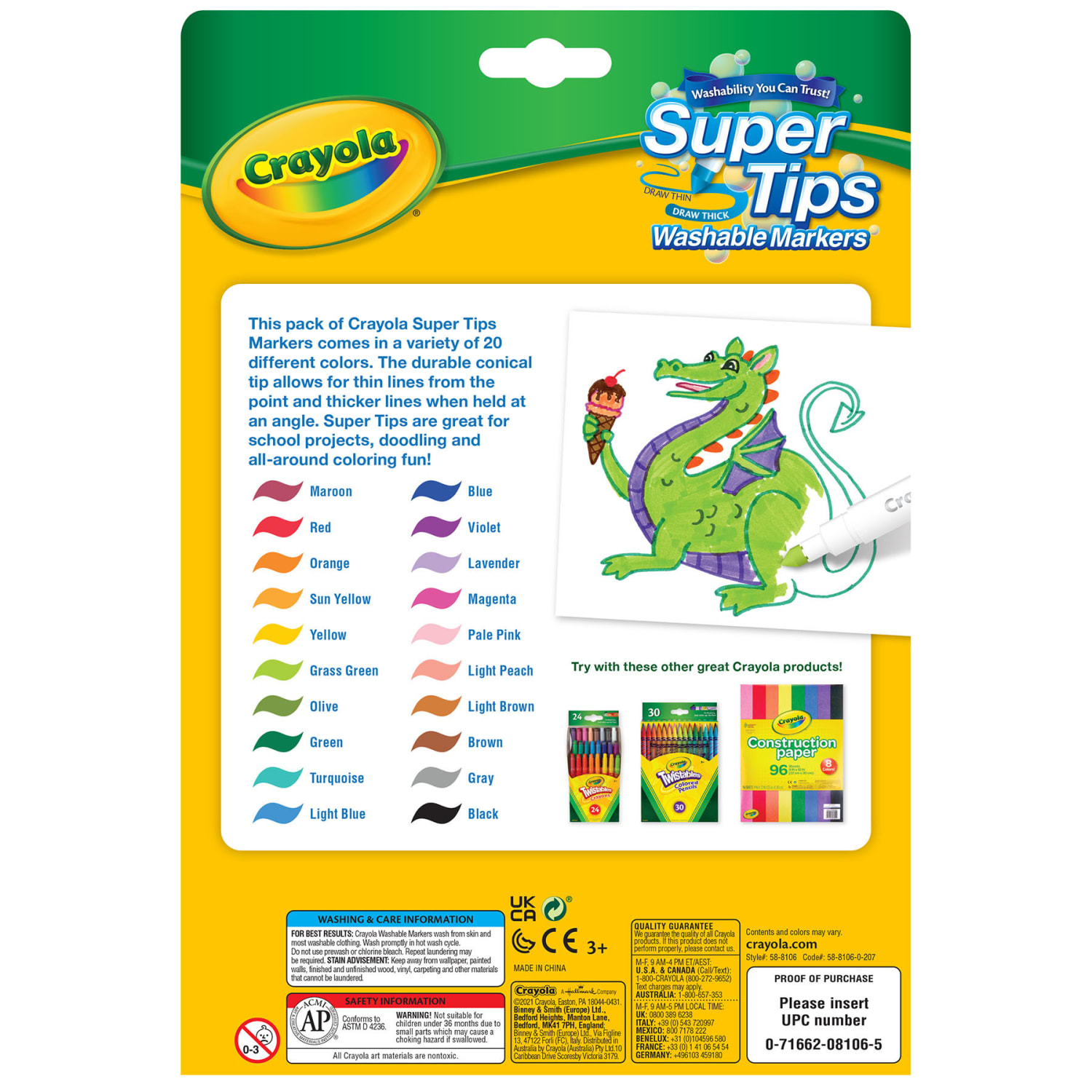 Crayola Washable Super Tips Markers, 20 Per Box, Set Of 6 Boxes - Image 4