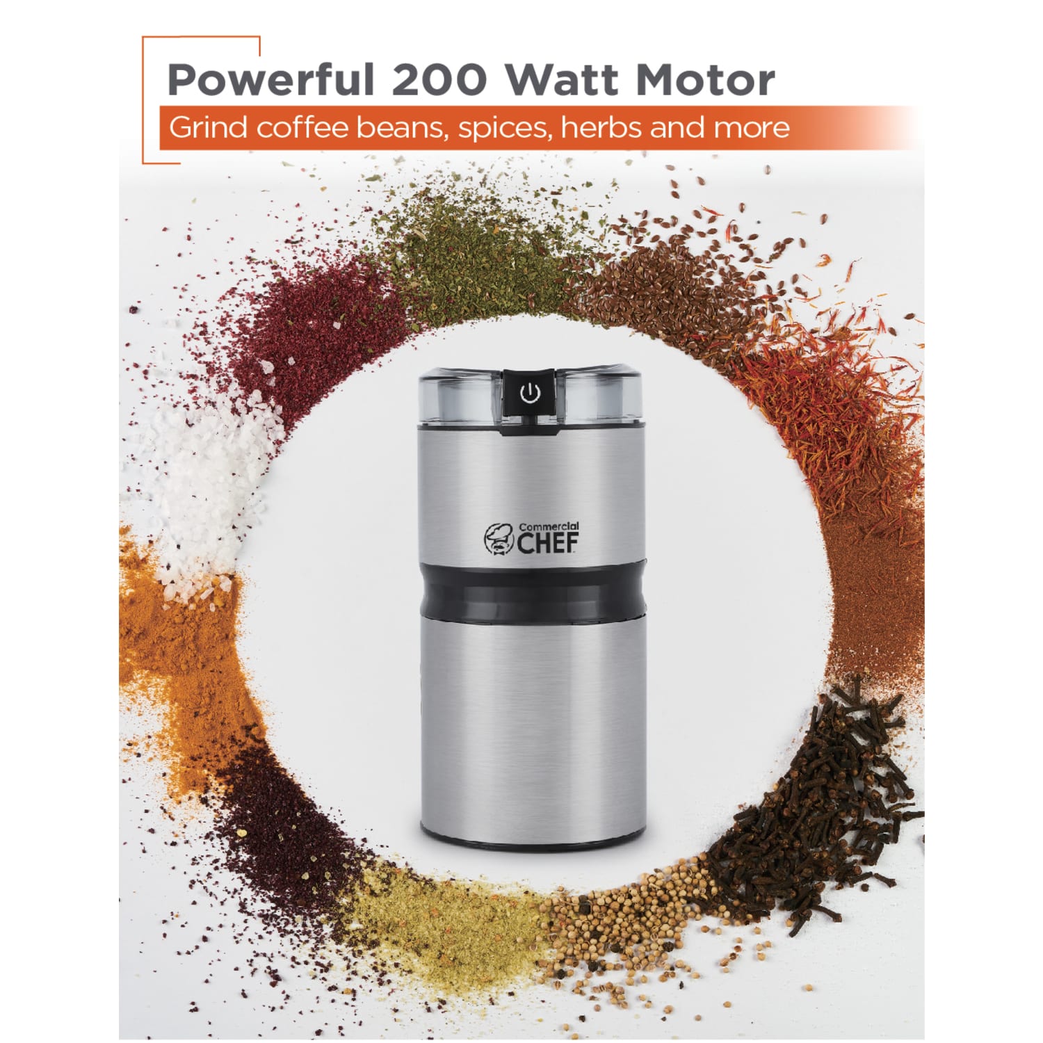 Commercial Chef Electric Coffee & Spice Grinder, Silver - Image 3