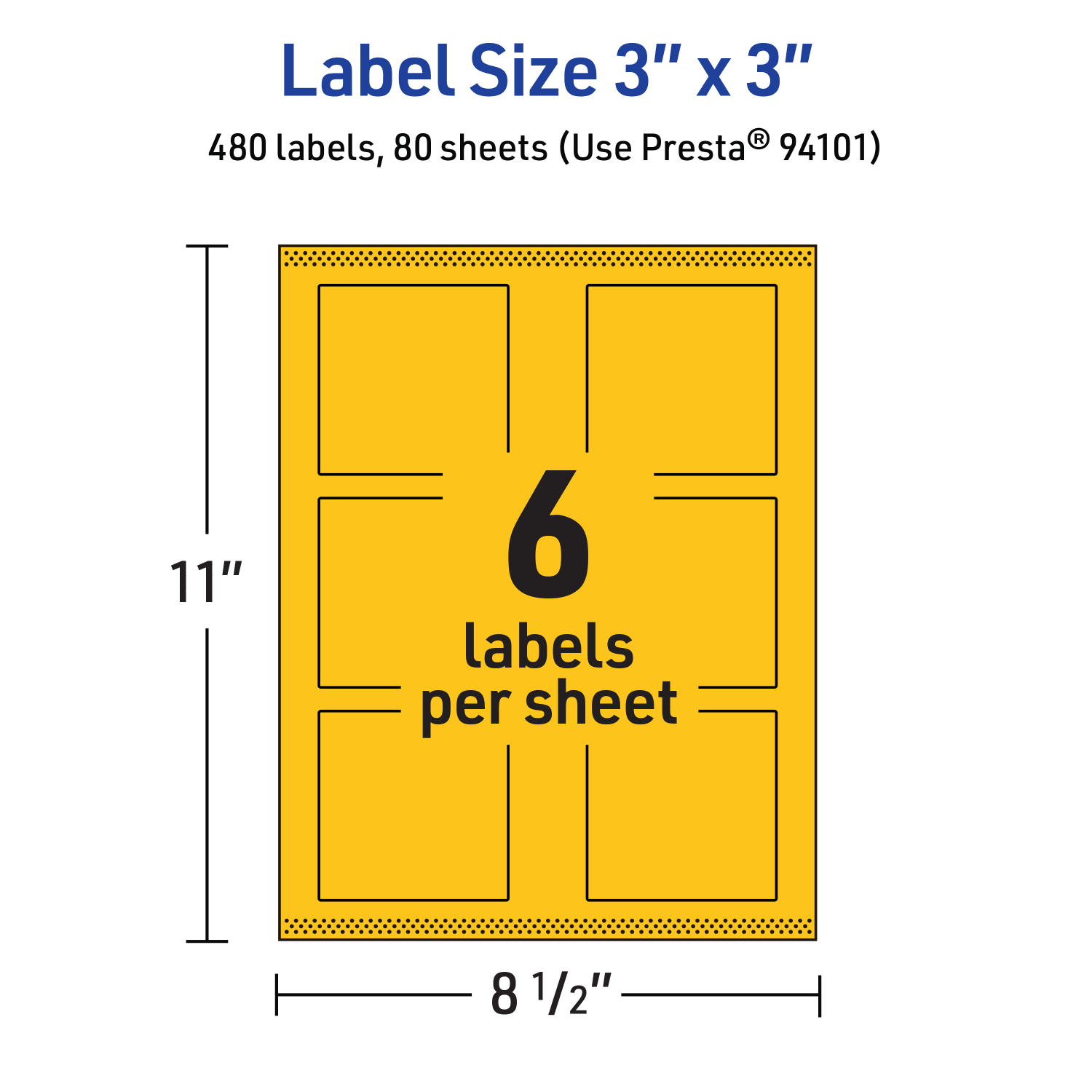 Avery Print-To-The-Edge Labels With Sure Feed Technology And Easy Peel, 94101-BYP80, Square, 3in x 3in, Matte Bright Yellow, Pack of 480 - Image 6