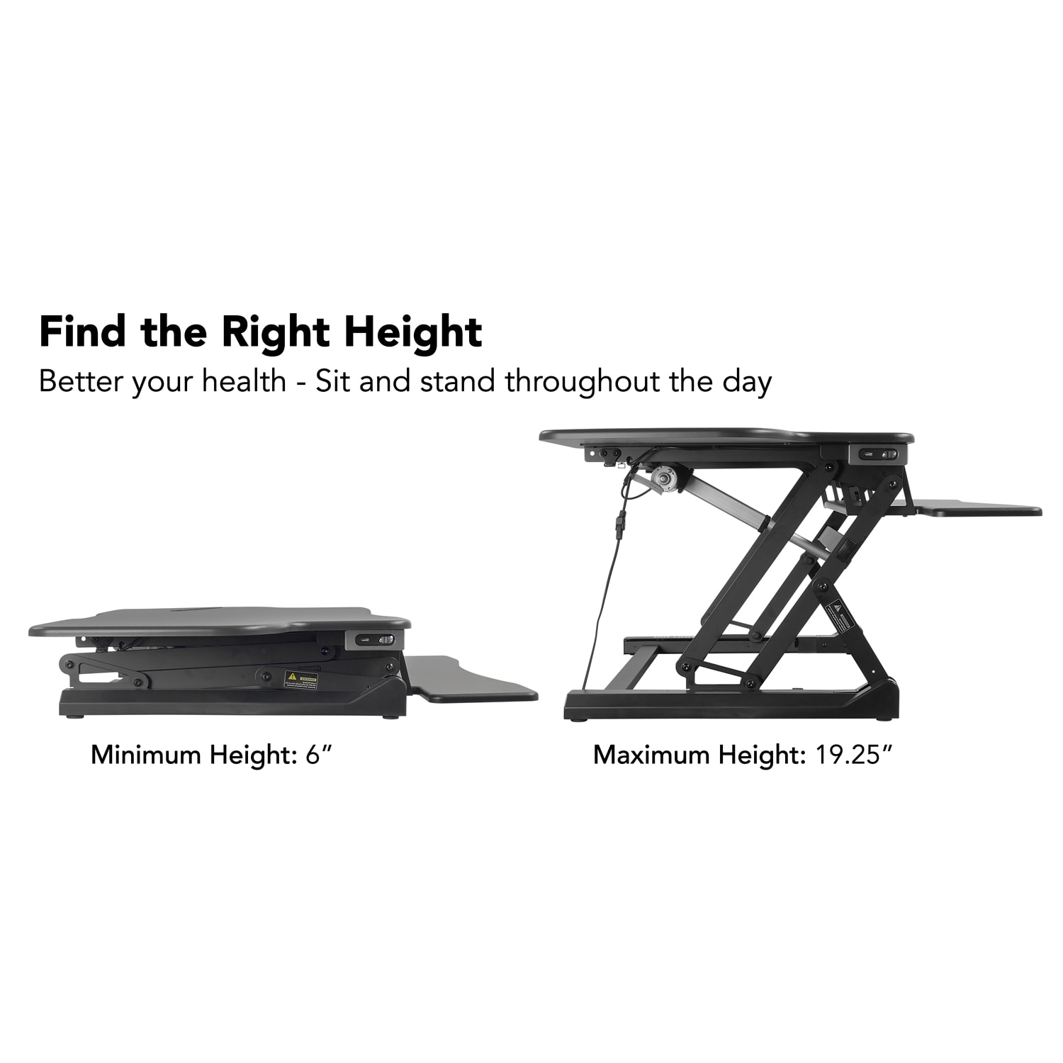 Mount-It! MI-7962 Electric Standing Desk Riser, 6inH x 50inW x 9inD, Black - Image 6