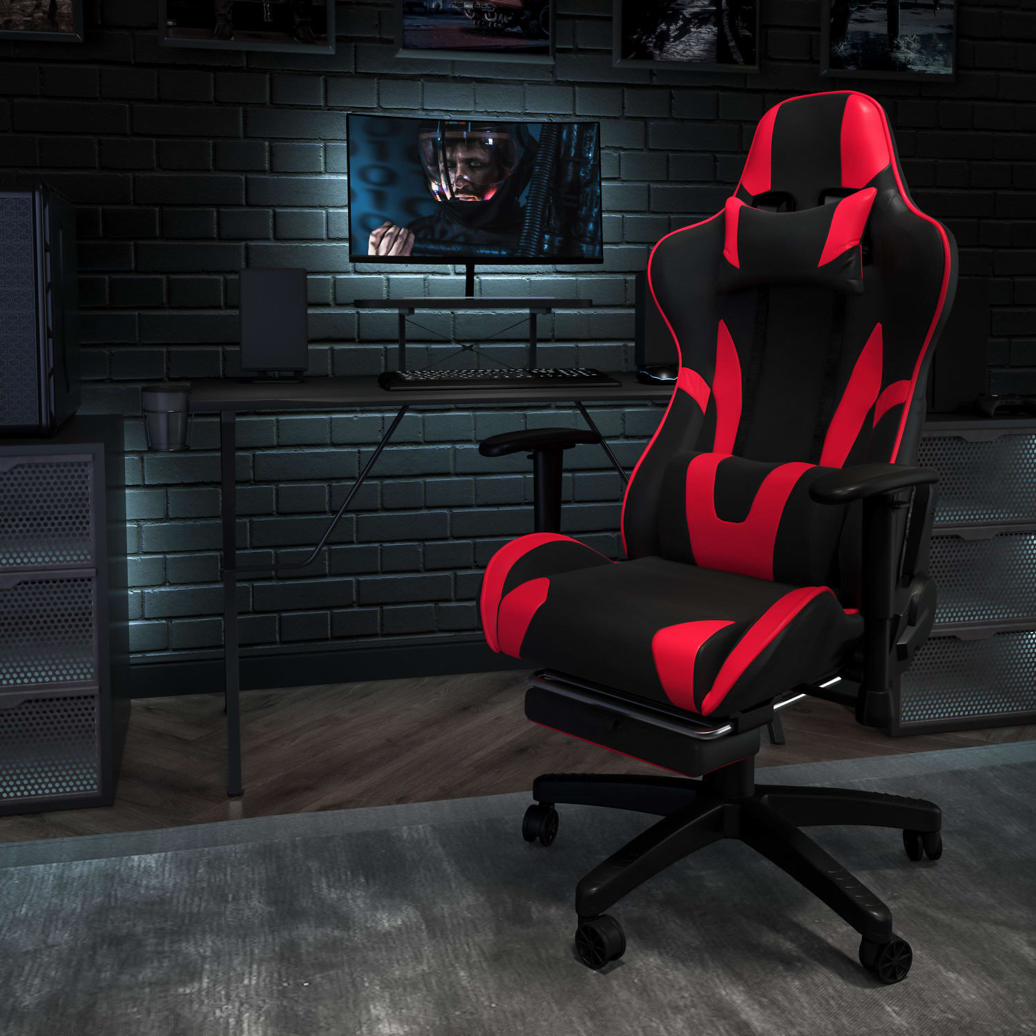 Flash Furniture X30 Ergonomic LeatherSoft Faux Leather Gaming Racing Chair RedBlack PopularChairscom