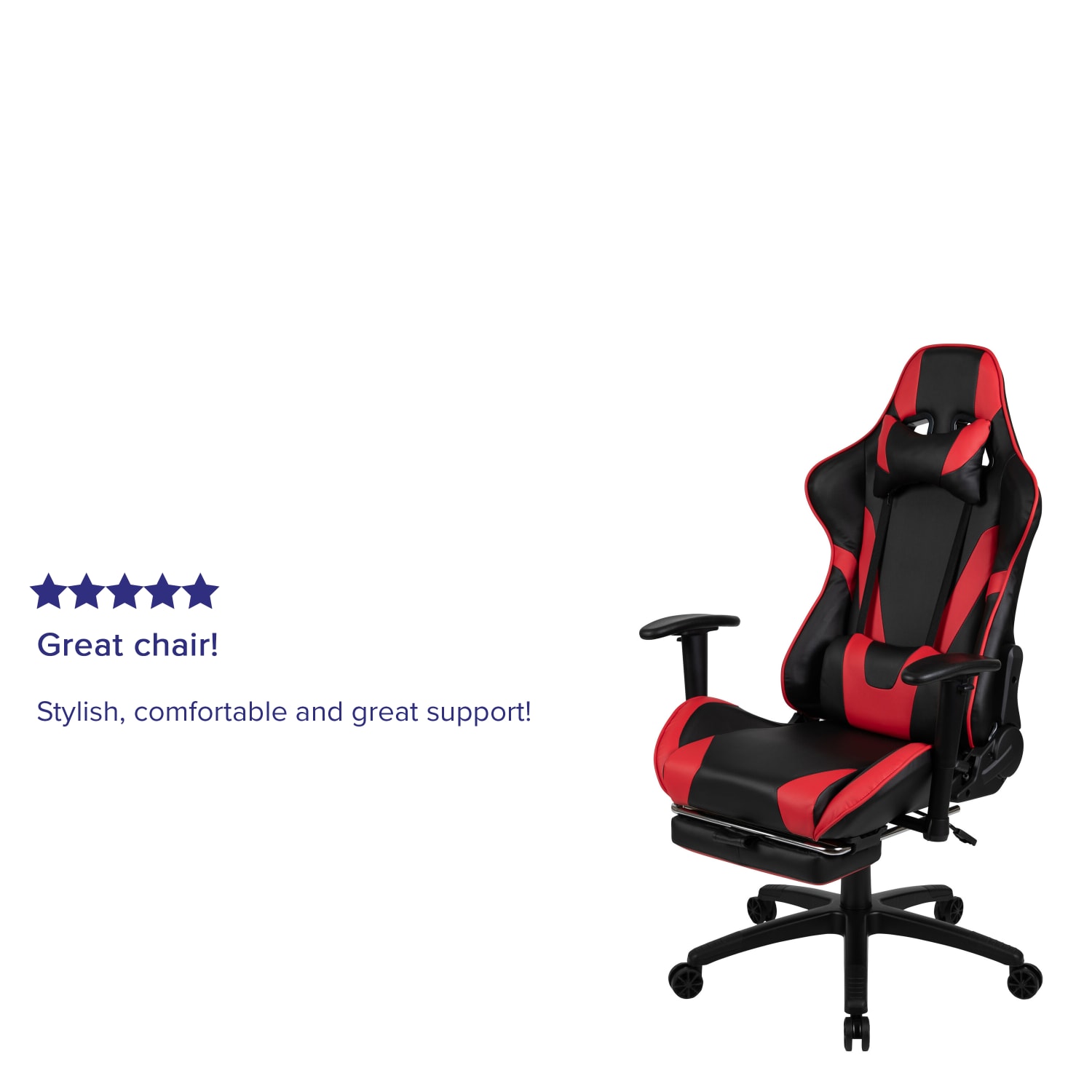 Flash Furniture X30 Ergonomic LeatherSoft Faux Leather Gaming Racing Chair, Red/Black - Image 5