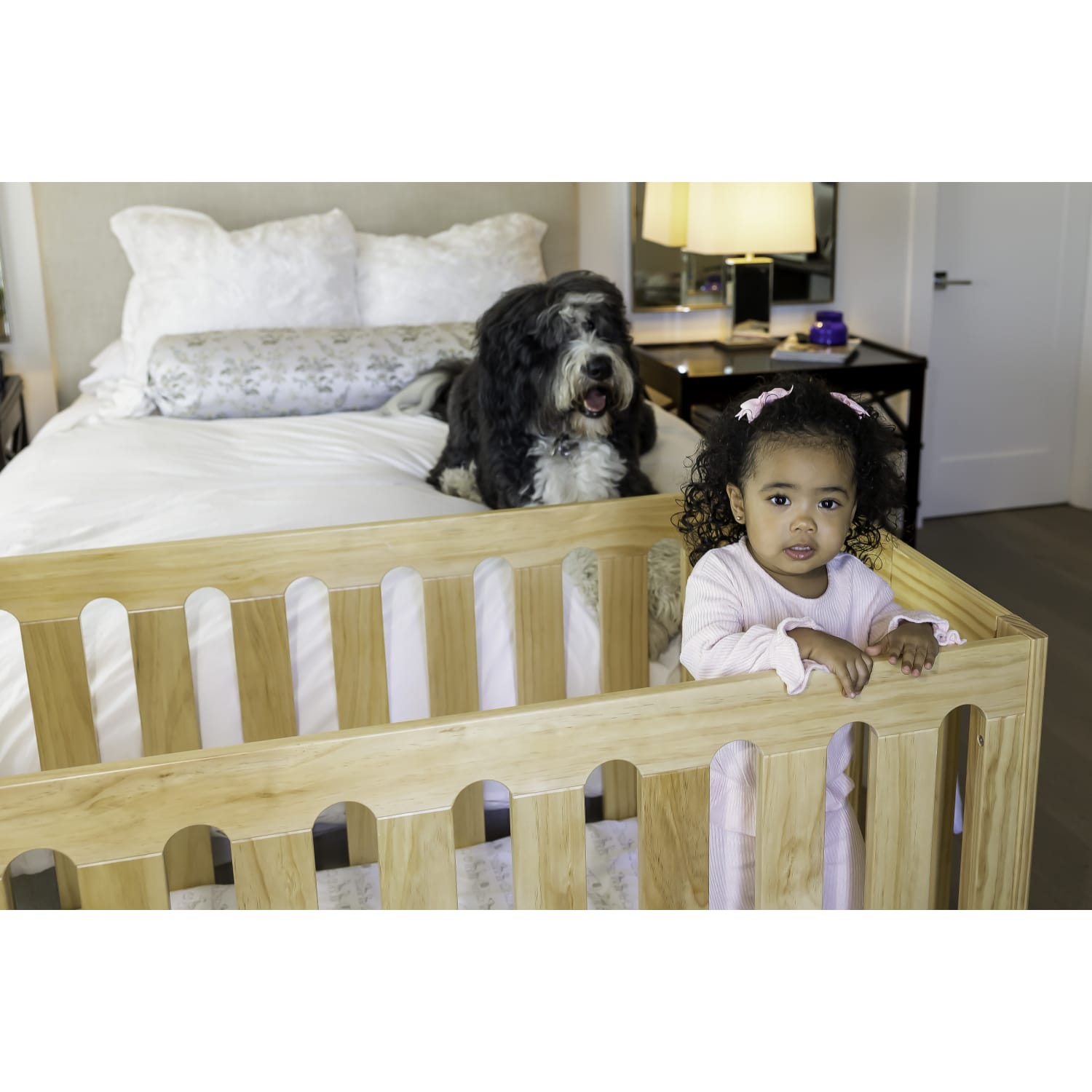Coverplay Caden Compact Wood Crib, 27inH x 36inW x 40inD, Natural - Image 5