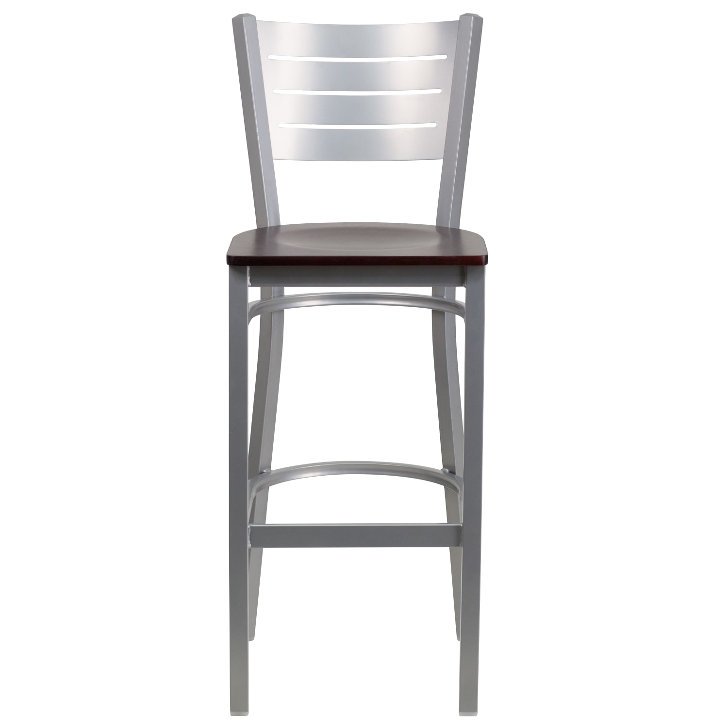 Flash Furniture MetalWood Restaurant Barstool With Slat Back MahoganySilver PopularChairscom Flash Furniture MetalWood Restaurant Barstool With Slat Back MahoganySilver PopularChairscom