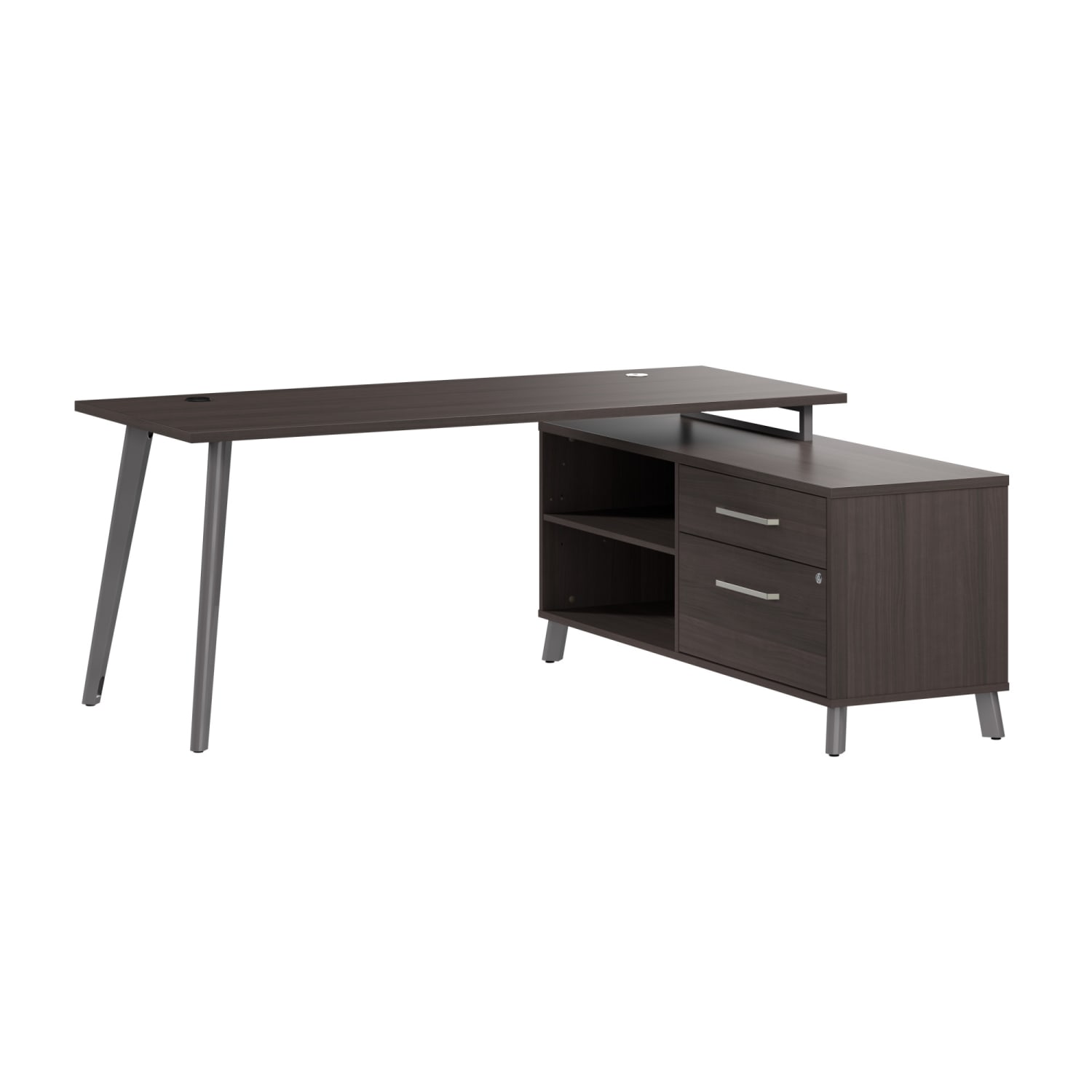 WorkPro Motiva 72inW Modern Corner Desk With Drawers And Shelves, Storm Gray, Standard Delivery - Image 6