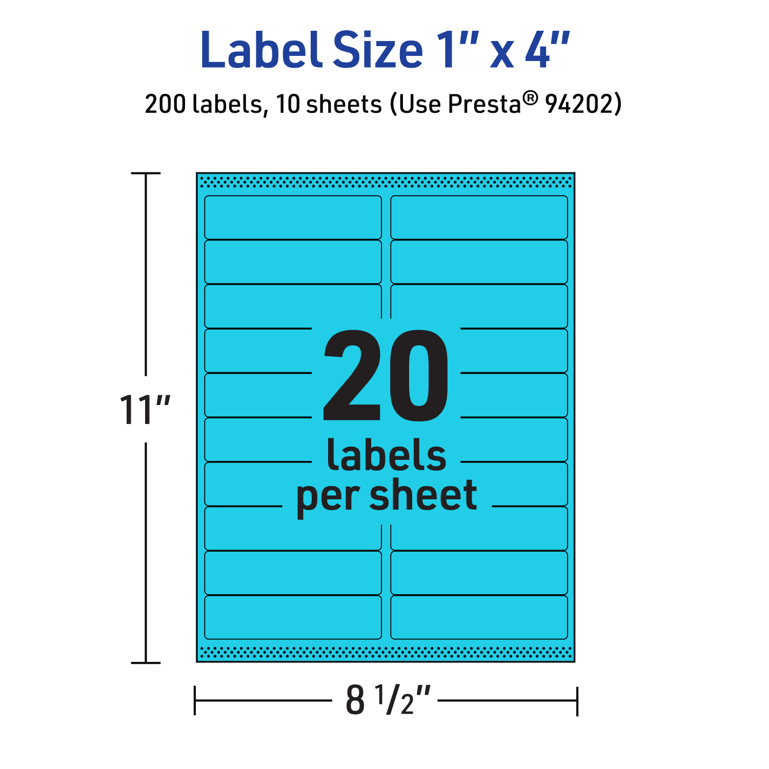 Avery Printable Labels With Sure Feed Technology, 94202-BBP10, Rectangle, 1in x 4in, Matte Bright Blue, Pack of 200 - Image 6