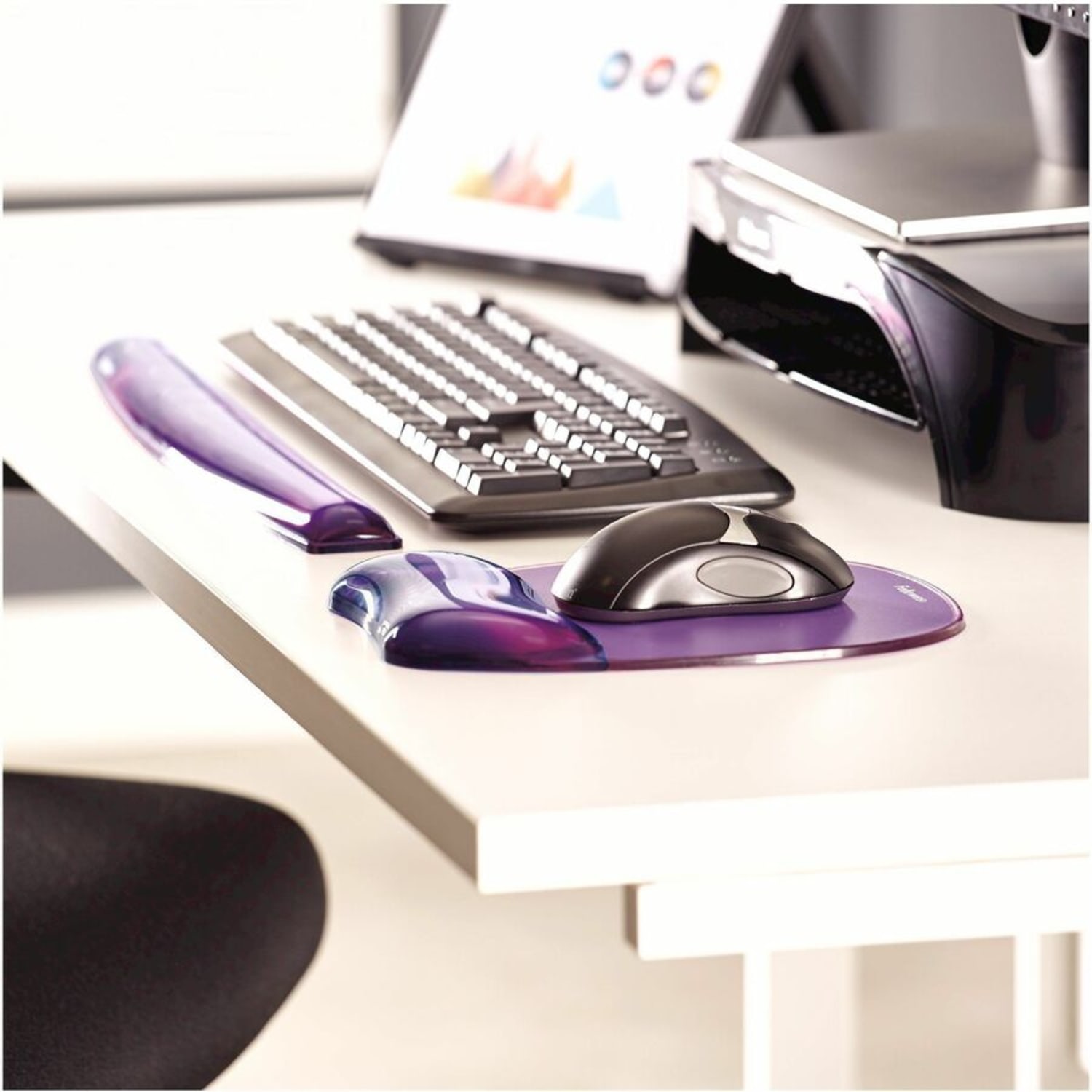Fellowes Gel Crystals Mouse Pad With Wrist Rest, 1inH x 7.94inW x 9.25inD, Purple - Image 5