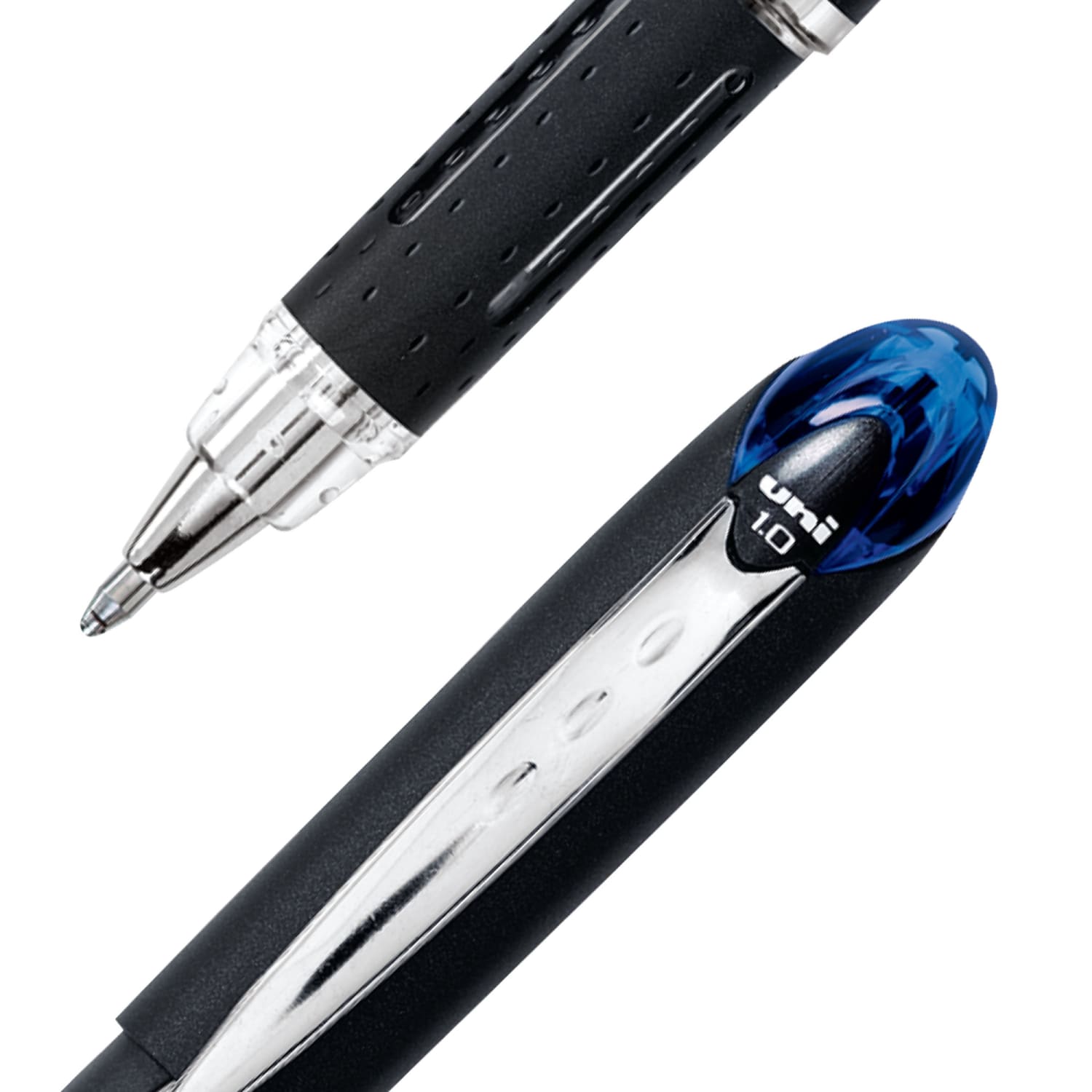 uni-ball Jetstream Ballpoint Pens, Bold Point, 1.0 mm, Black Barrel, Blue Ink, Box Of 12 - Image 3