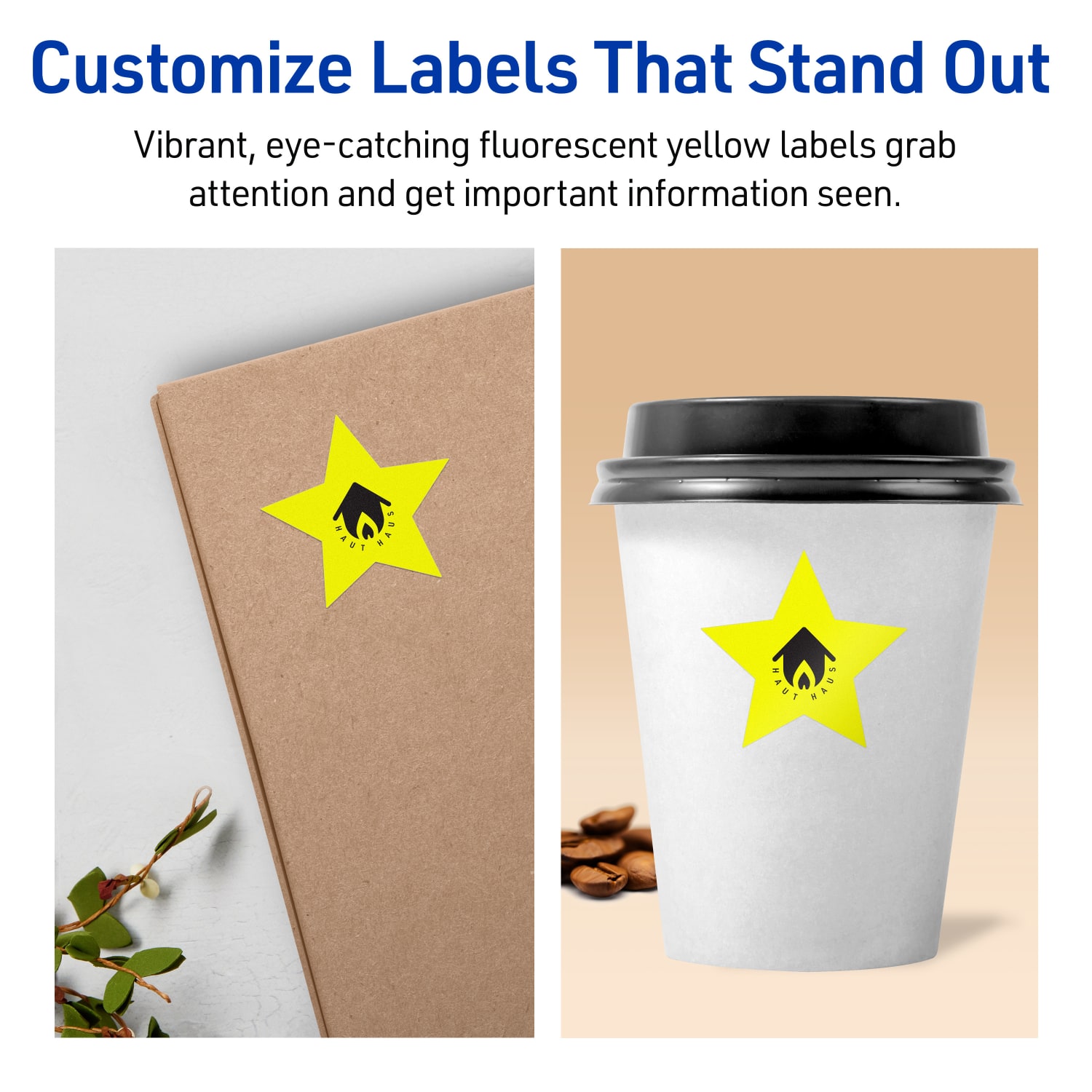 Avery Print-To-The-Edge Labels With Sure Feed Technology, 94611-NYP40, Star, 2-1/4in x 2-3/8in, Matte Neon Yellow, Pack of 480 - Image 4