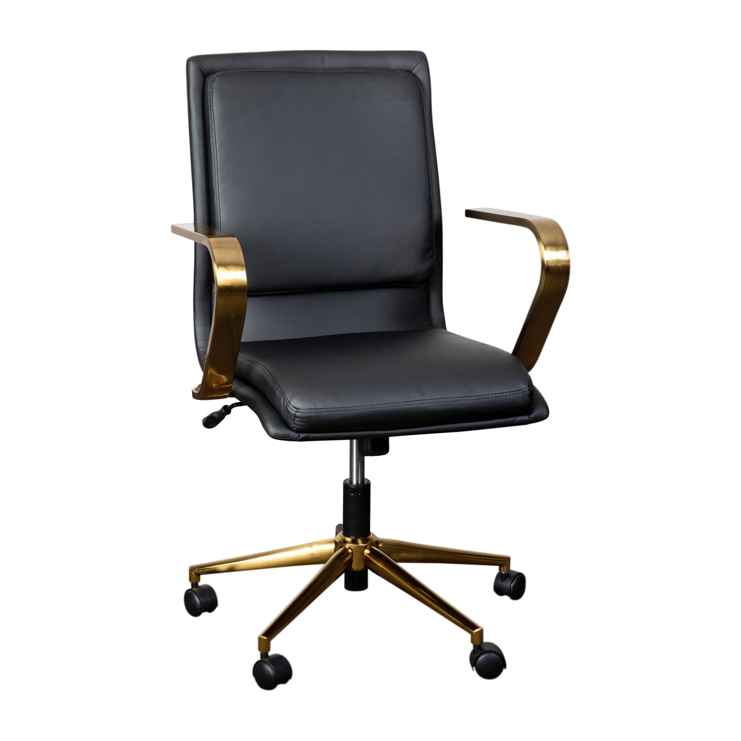 Flash Furniture James Faux Leather MidBack Designer Executive Upholstered Office Chair BlackGold PopularChairscom Flash Furniture James Faux Leather Mid Back Designer Executive Upholstered Office Chair BlackGold PopularChairscom
