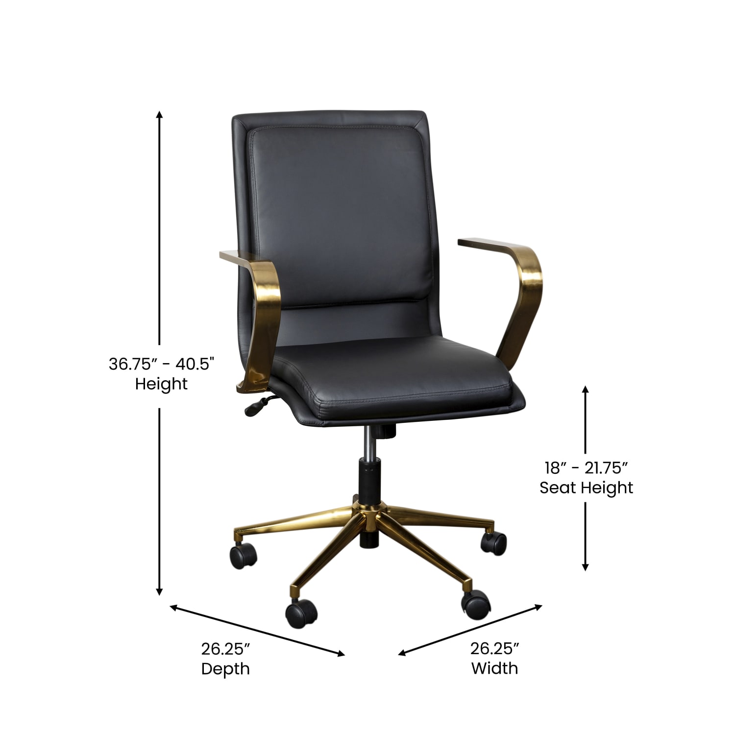 Flash Furniture James Faux Leather MidBack Designer Executive Upholstered Office Chair BlackGold PopularChairscom Flash Furniture James Faux Leather Mid Back Designer Executive Upholstered Office Chair BlackGold PopularChairscom