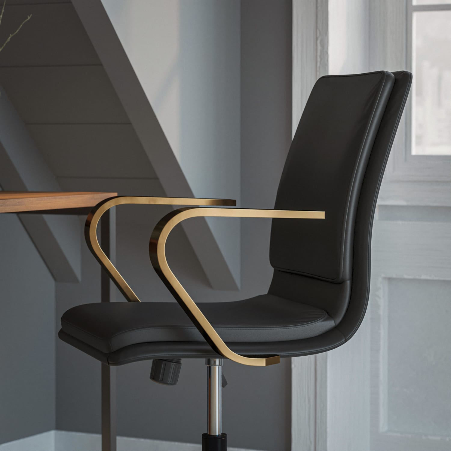 Flash Furniture James Faux Leather MidBack Designer Executive Upholstered Office Chair BlackGold PopularChairscom Flash Furniture James Faux Leather Mid Back Designer Executive Upholstered Office Chair BlackGold PopularChairscom