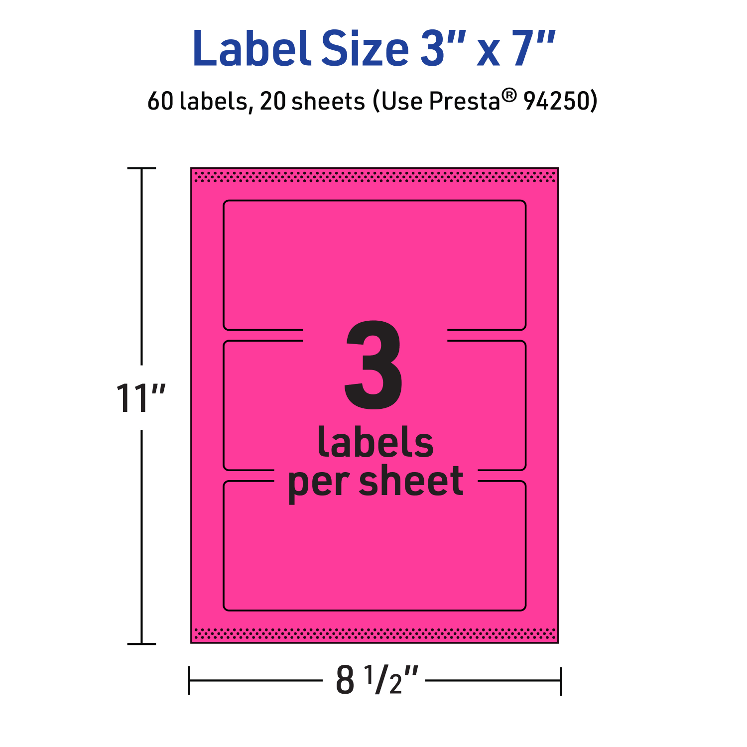 Avery Print-To-The-Edge Labels With Sure Feed Technology, 94250-NMP20, Rectangle, 3in x 7in, Matte Neon Magenta, Pack of 60 - Image 6