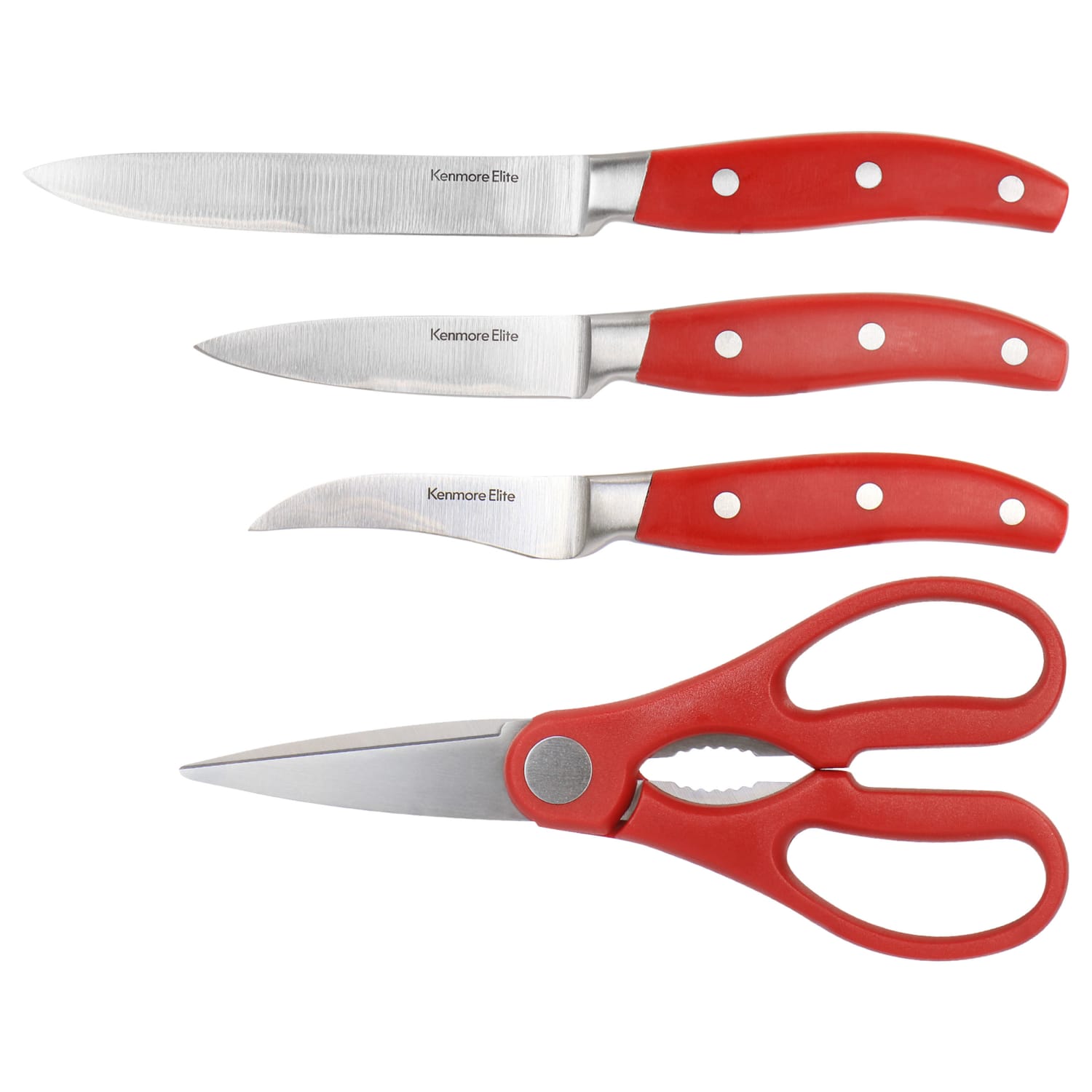 Kenmore Elite 18-Piece Stainless Steel Cutlery And Wood Block Set, Red - Image 5