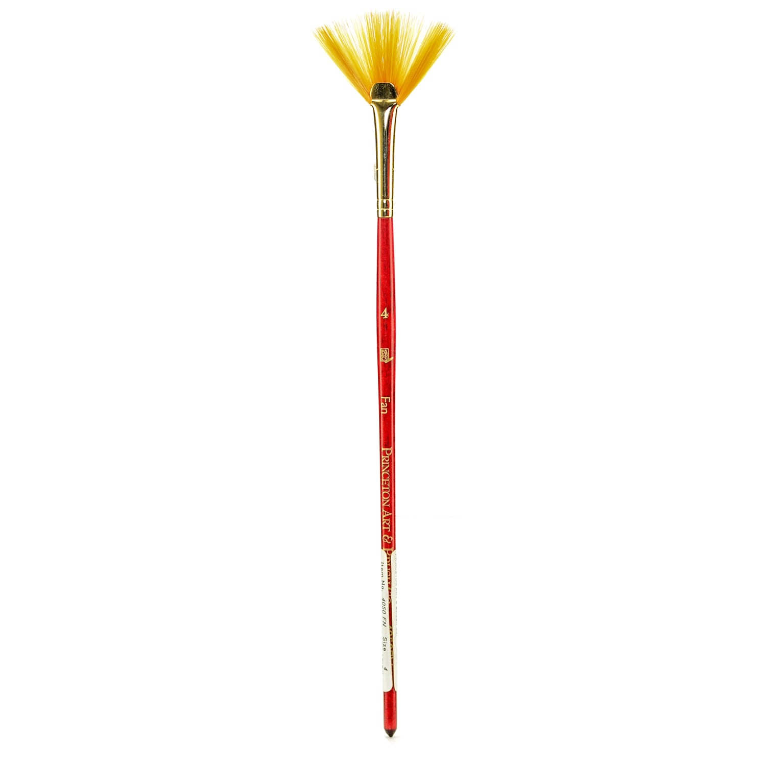 Princeton Series 4050 Heritage Synthetic Sable Watercolor Short-Handle Paint Brush, Size 4, Fan Bristle, Sable Hair, Red