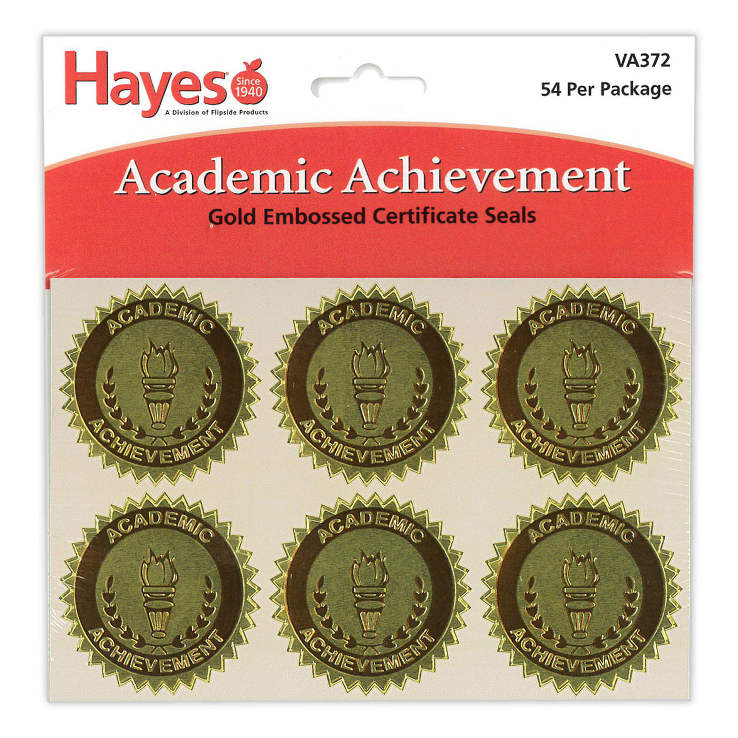 Hayes Publishing Gold Foil Embossed Seals, Academic Achievement, 54 Per Pack, Set Of 3 Packs - Image 5