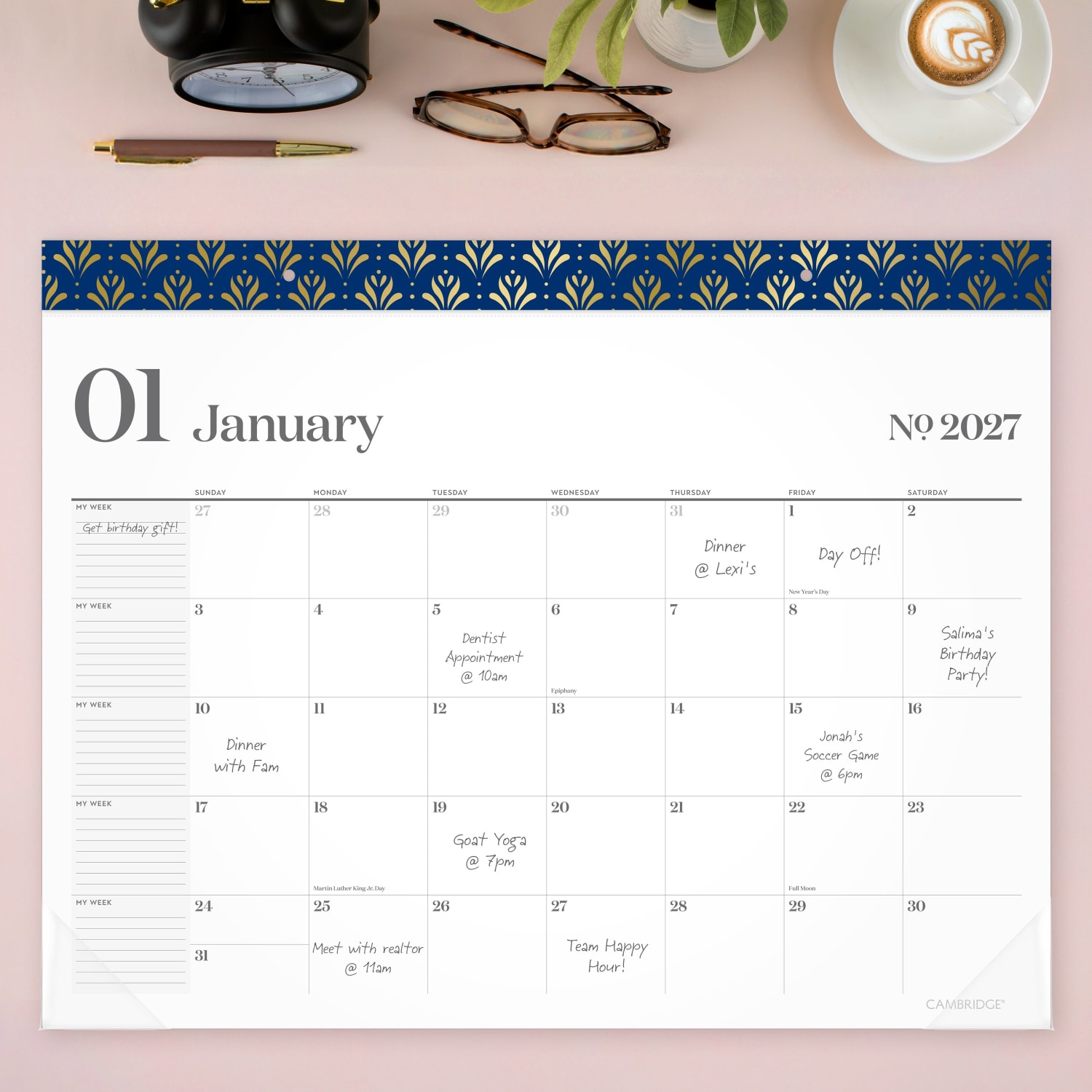 Mead Cambridge WorkStyle 2027 Monthly Desk Pad Calendar, Classic Navy, Standard, 21 3/4in x 17in - Image 3