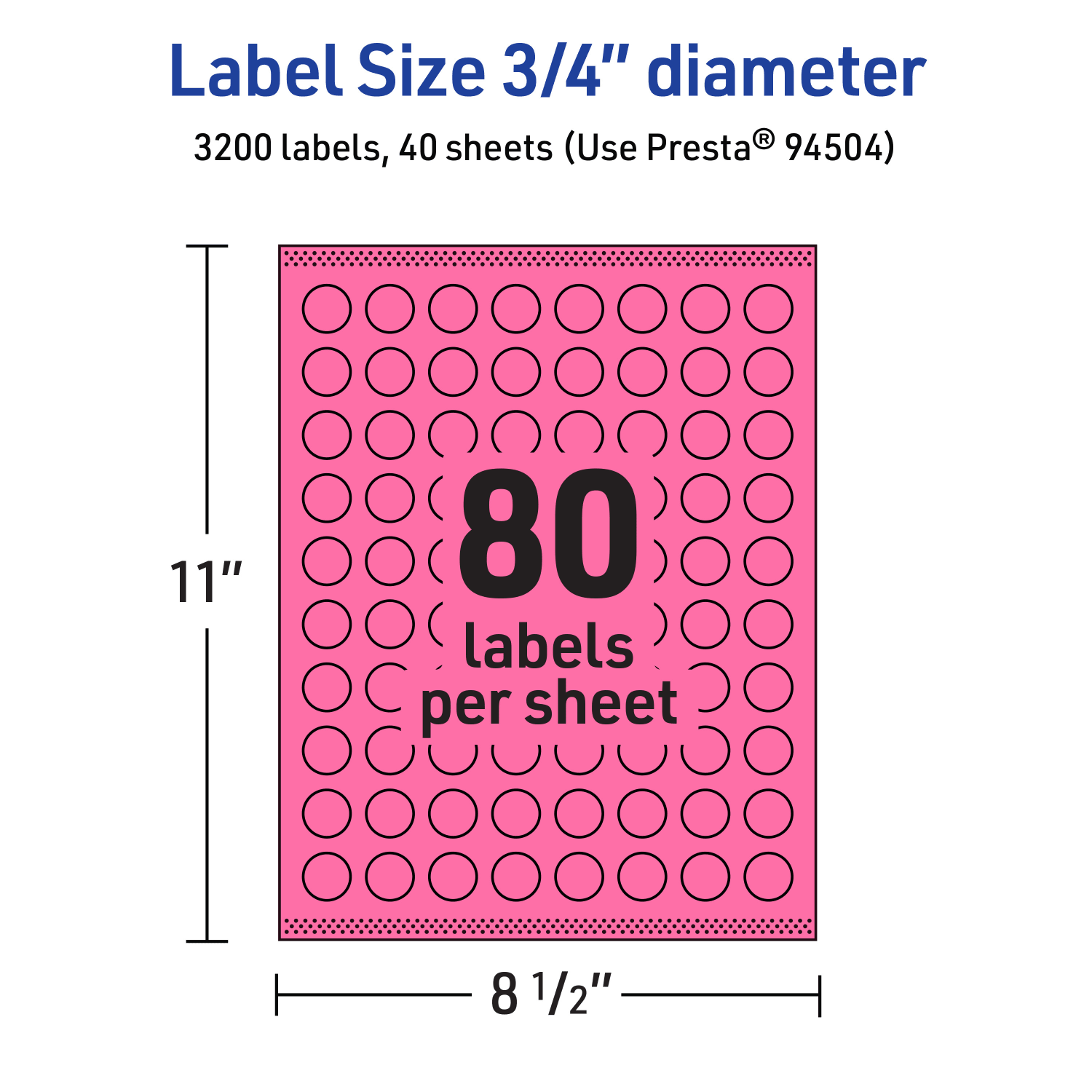 Avery Print-To-The-Edge Labels With Sure Feed Technology And Easy Peel Label Feature, 94504-BPP40, Round, 3/4in, Matte Bright Pink, Pack of 3200 - Image 6