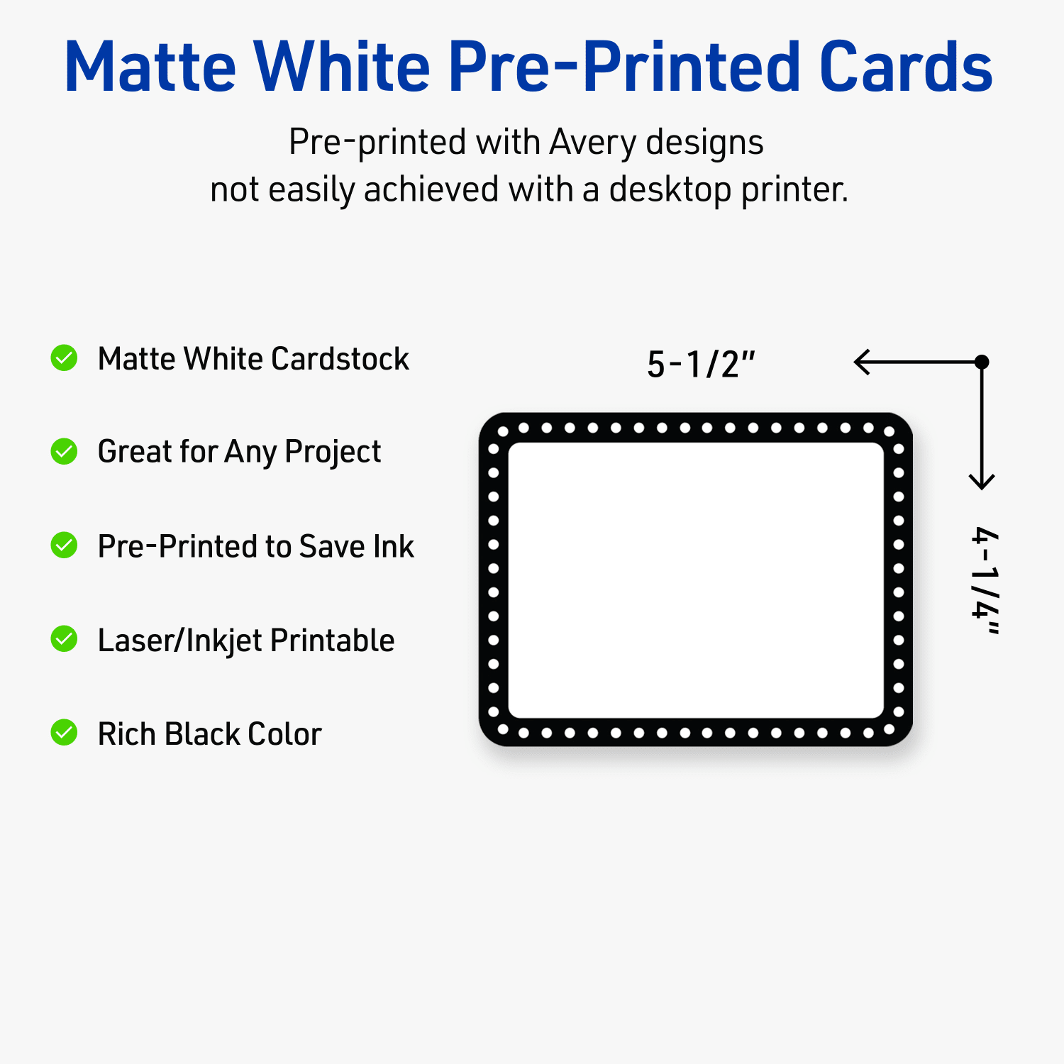 Avery Printable Postcards With Sure Feed Technology, 4.25in x 5-1/2in, Matte White With Black And White Polka Dots, Pack Of 20 - Image 4
