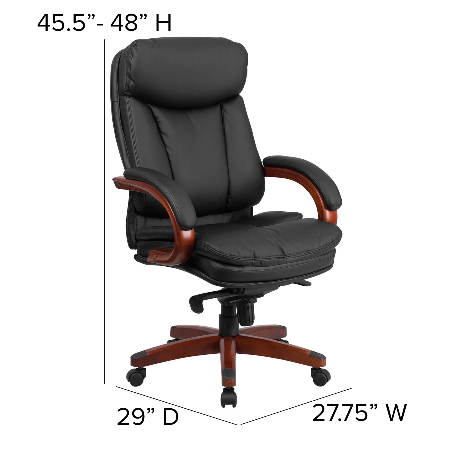 Flash Furniture Ergonomic LeatherSoft High-Back Executive Office Chair, Black, BT90171HS - Image 7