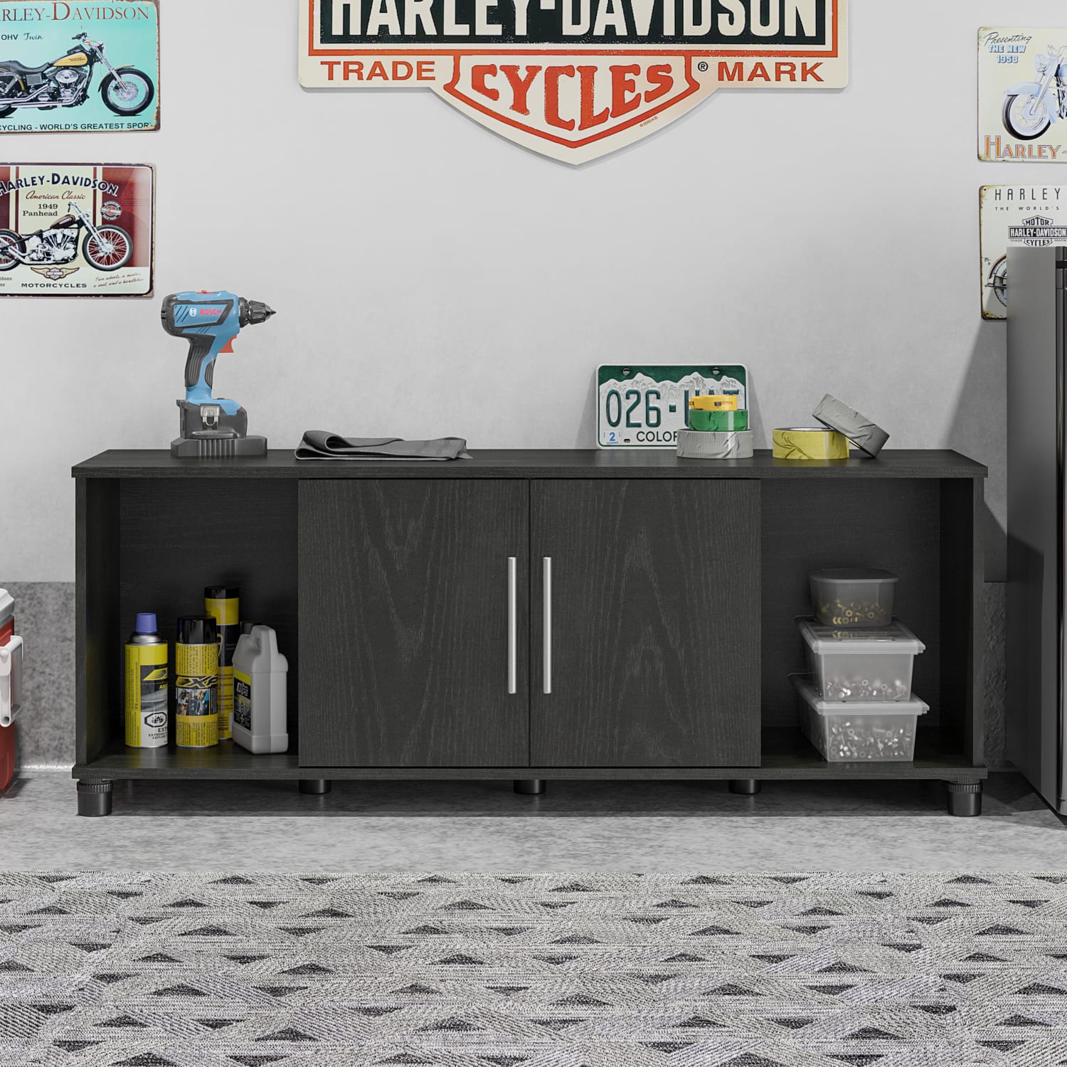 Ameriwood Home Camberly Shoe Storage Bench, 20-1/2inH x 53-5/8inW x 15-7/16inD, Black - Image 6